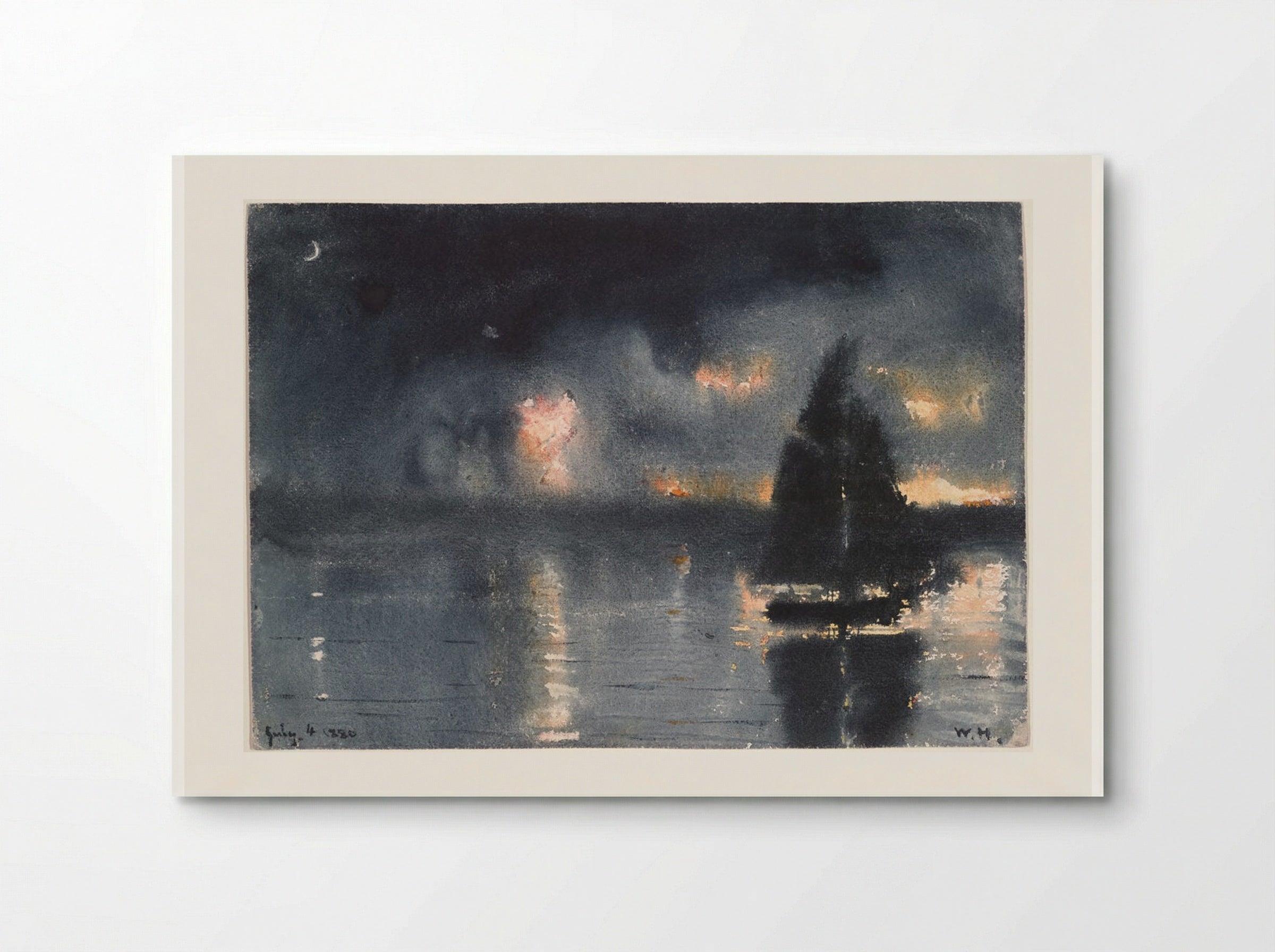 Sailboat and Fourth of July Fireworks - Winslow Homer - Poster