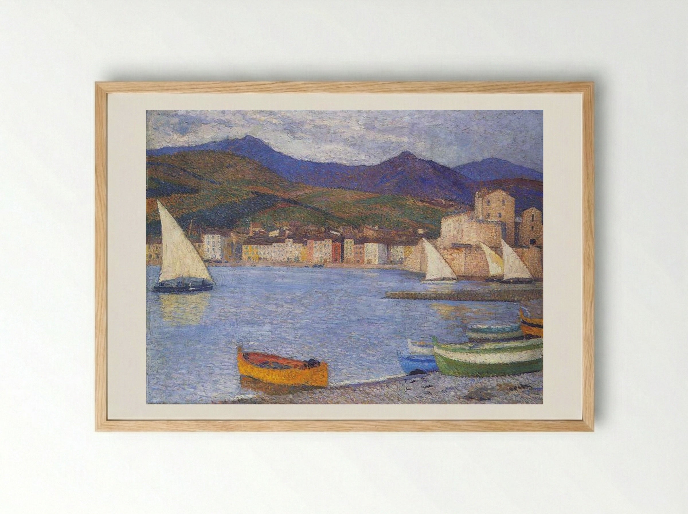 Sailboats in the Port of Collioure - Henri Martin - Framed Print Wood
