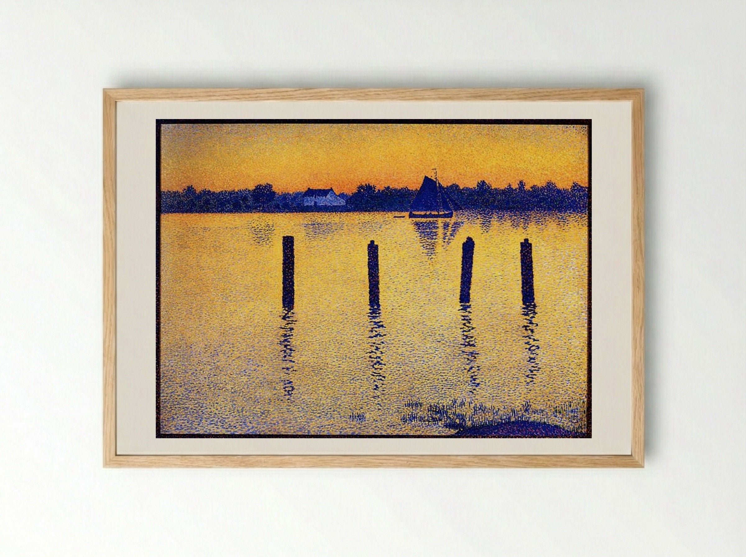 Sailboats on the River Scheldt - Théo van Rysselberghe - Framed Print Wood