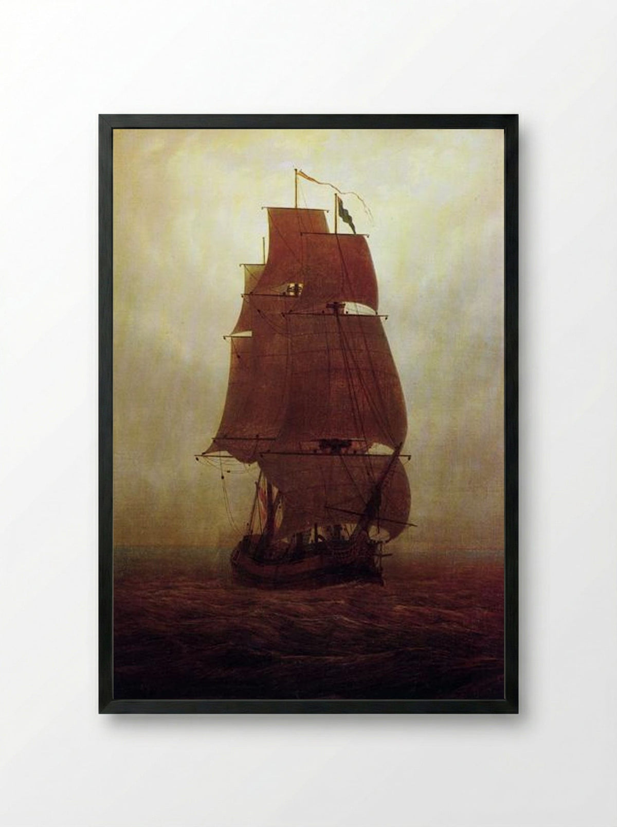 Sailing Ship - Caspar David Friedrich - Framed Print Black