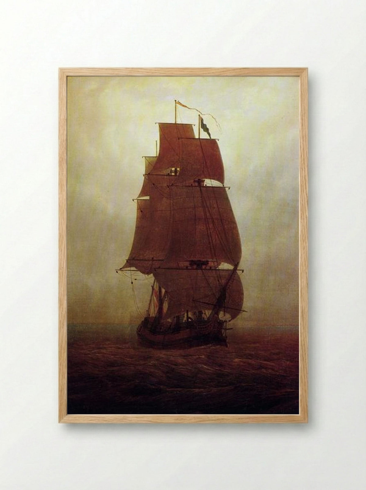 Sailing Ship - Caspar David Friedrich - Framed Print Wood