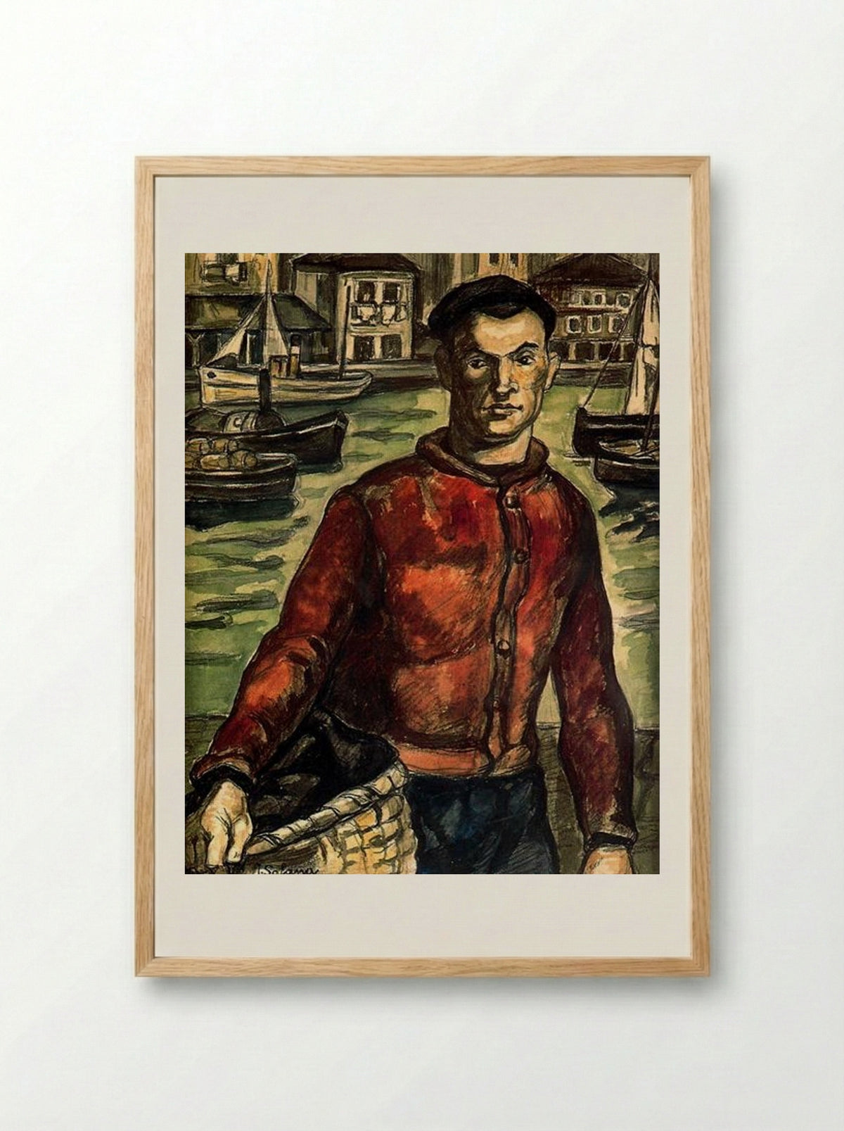 Sailor with Basket - José Gutiérrez Solana - Framed Print Wood