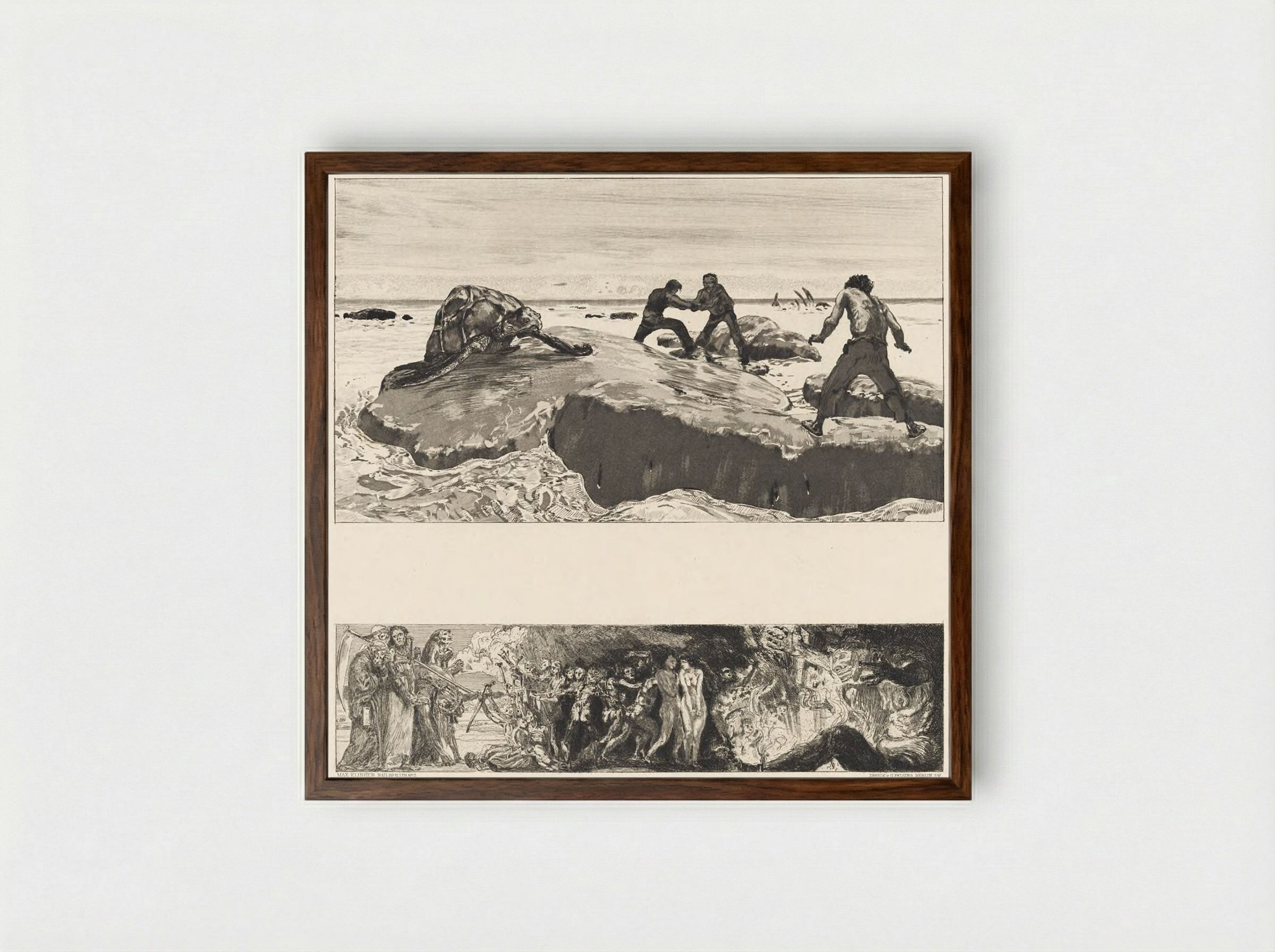 Sailors, from the portfolio On Death, Part One, Opus XI - Max Klinger - Framed Print Dark Wood
