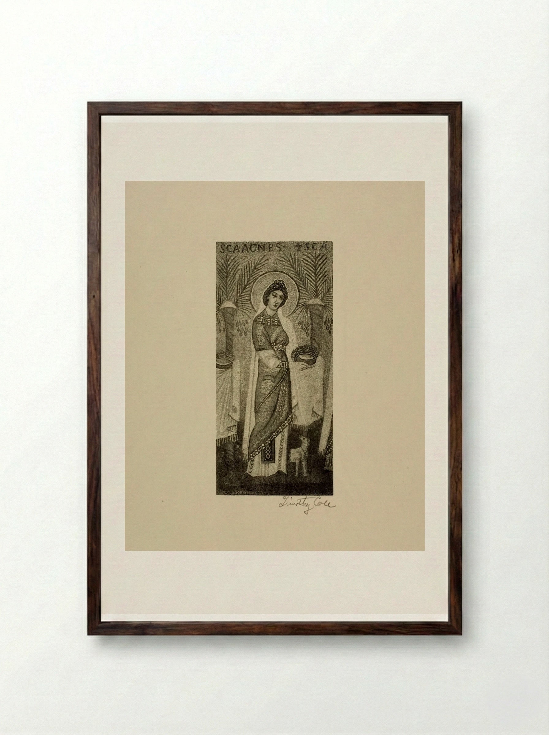 Saint Agnes (Byzantine mosaic) - Timothy Cole - Framed Print Dark Wood