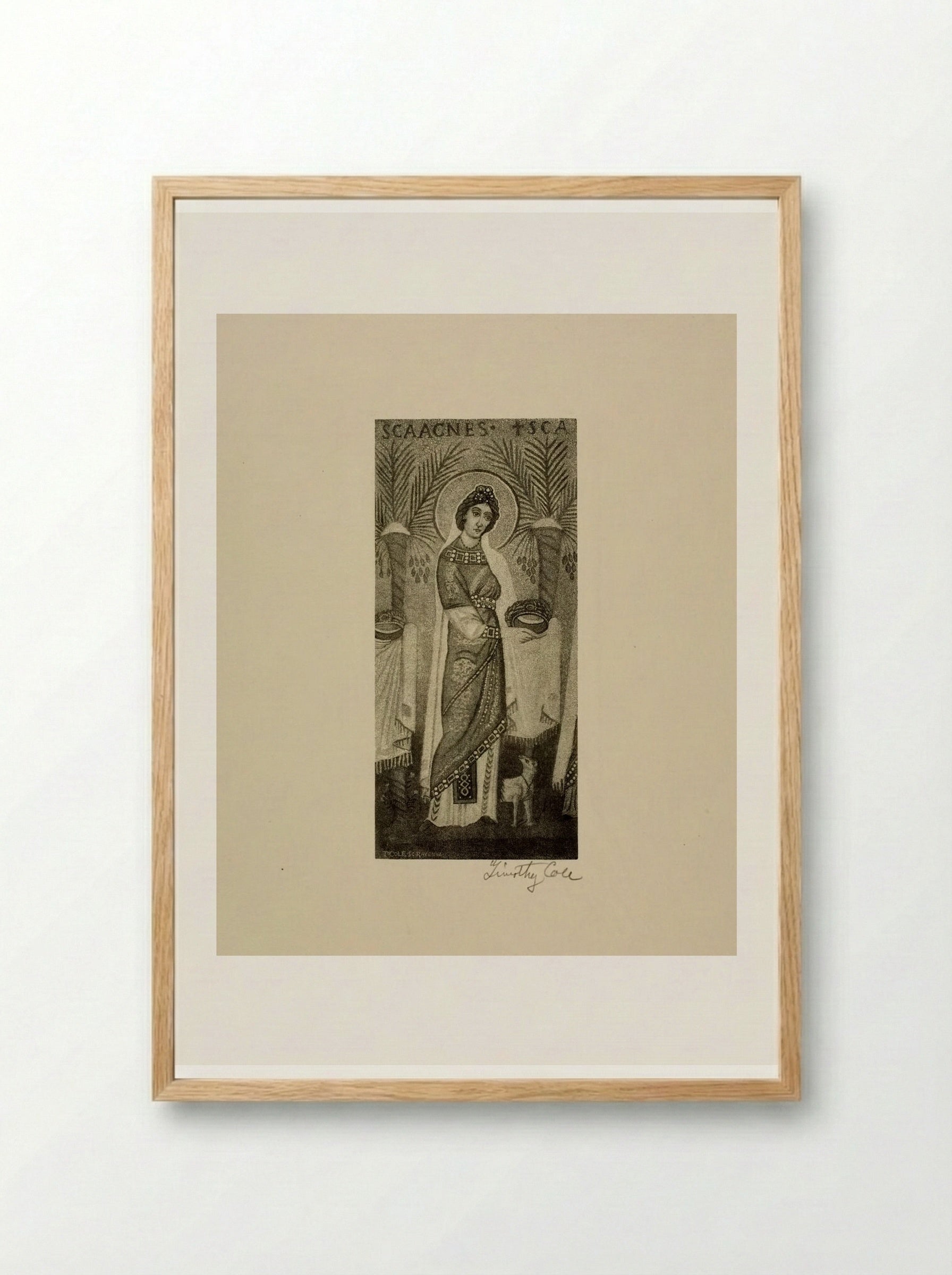 Saint Agnes (Byzantine mosaic) - Timothy Cole - Framed Print Wood