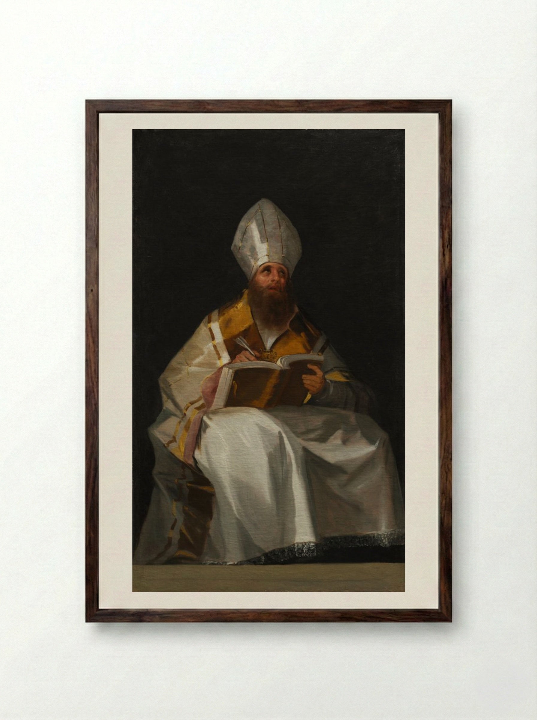 Saint Ambrose - Francisco de Goya - Framed Print Dark Wood