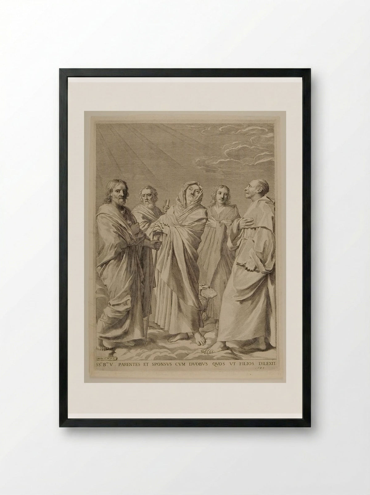 Saint Anne Surrounded by Saints - Claude Mellan - Framed Print Black