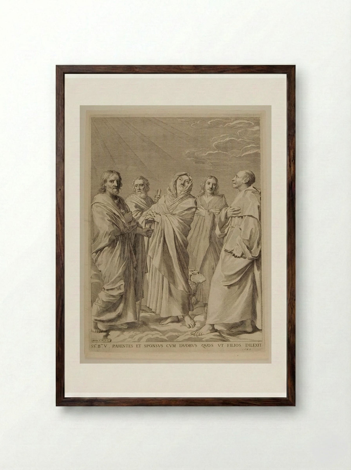 Saint Anne Surrounded by Saints - Claude Mellan - Framed Print Dark Wood