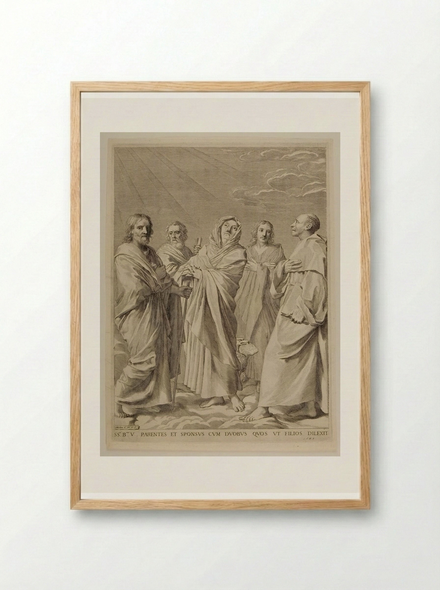 Saint Anne Surrounded by Saints - Claude Mellan - Framed Print Wood