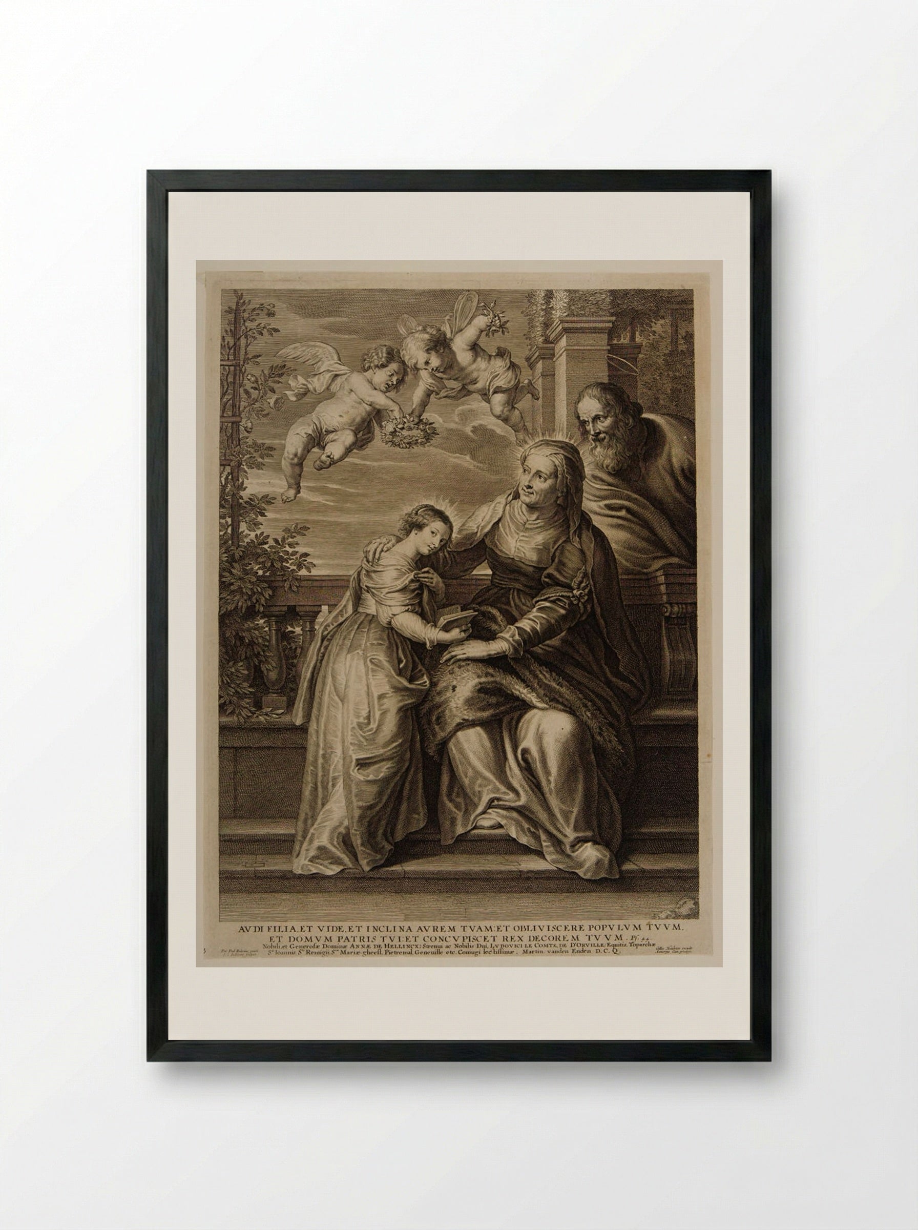 Saint Anne Teaching the Virgin to Read - Schelte Adamsz. Bolswert - Framed Print Black