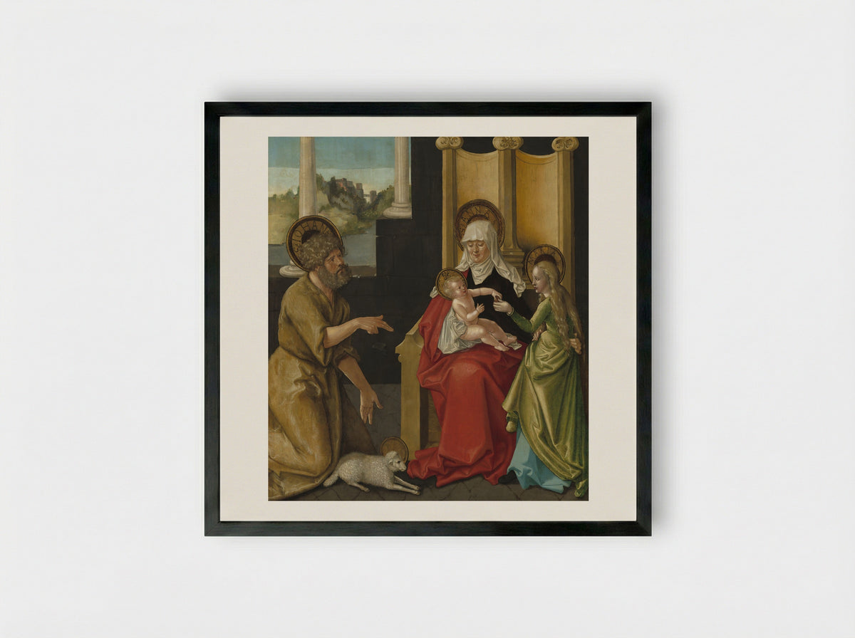 Saint Anne with the Virgin and Child and Saint John the Baptist - Hans Baldung Grien - Framed Print Black