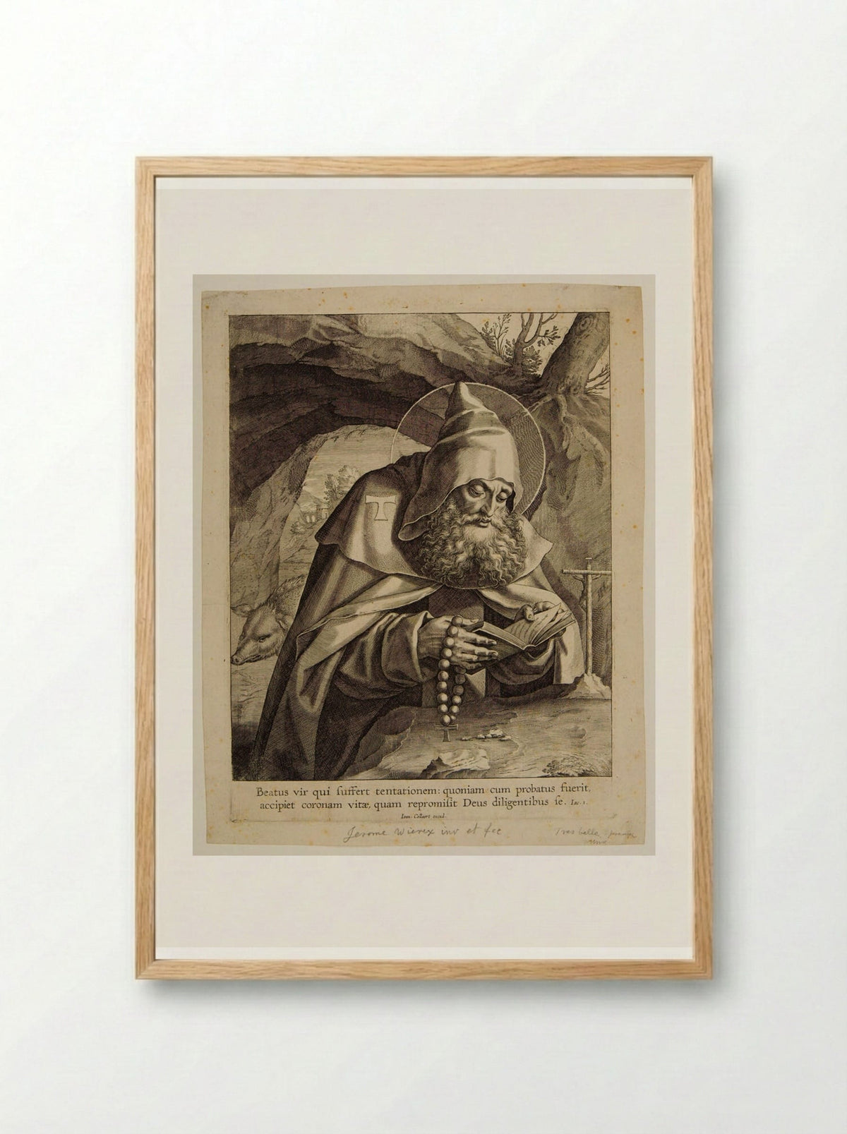 Saint Anthony Abbot - Hieronymus Wierix - Framed Print Wood