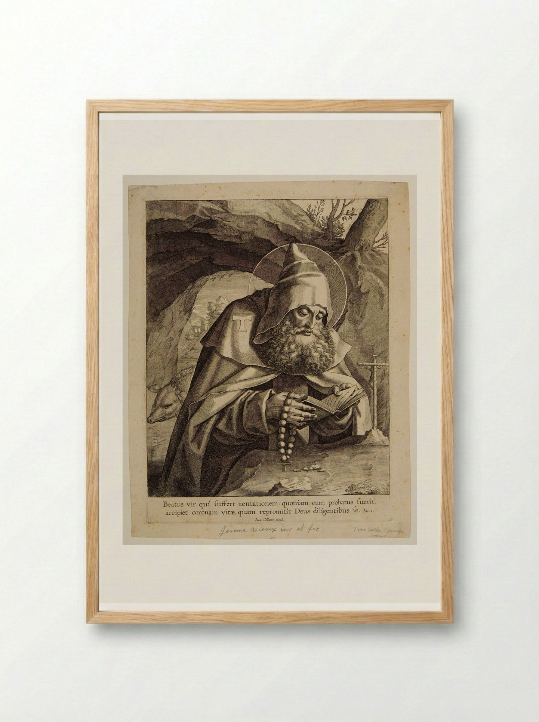 Saint Anthony Abbot - Hieronymus Wierix - Framed Print Wood
