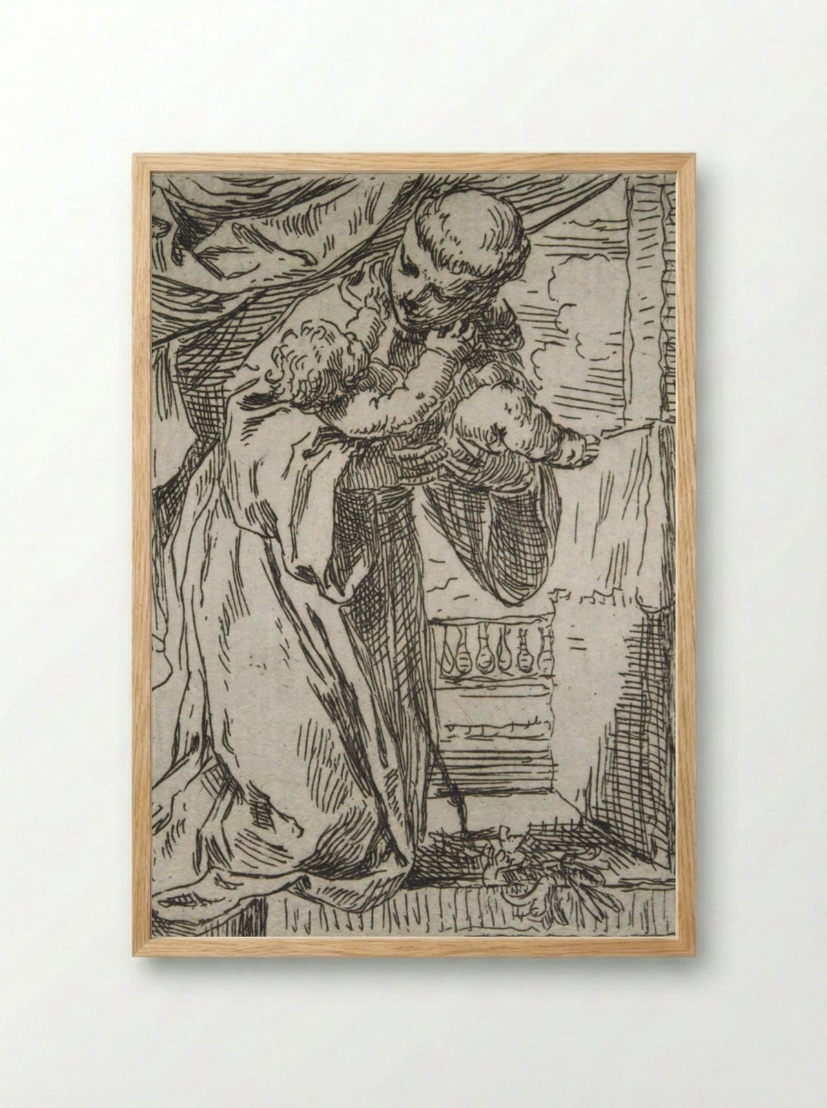 Saint Anthony of Padua Holding the Christ Child - Simone Cantarini - Framed Print Wood