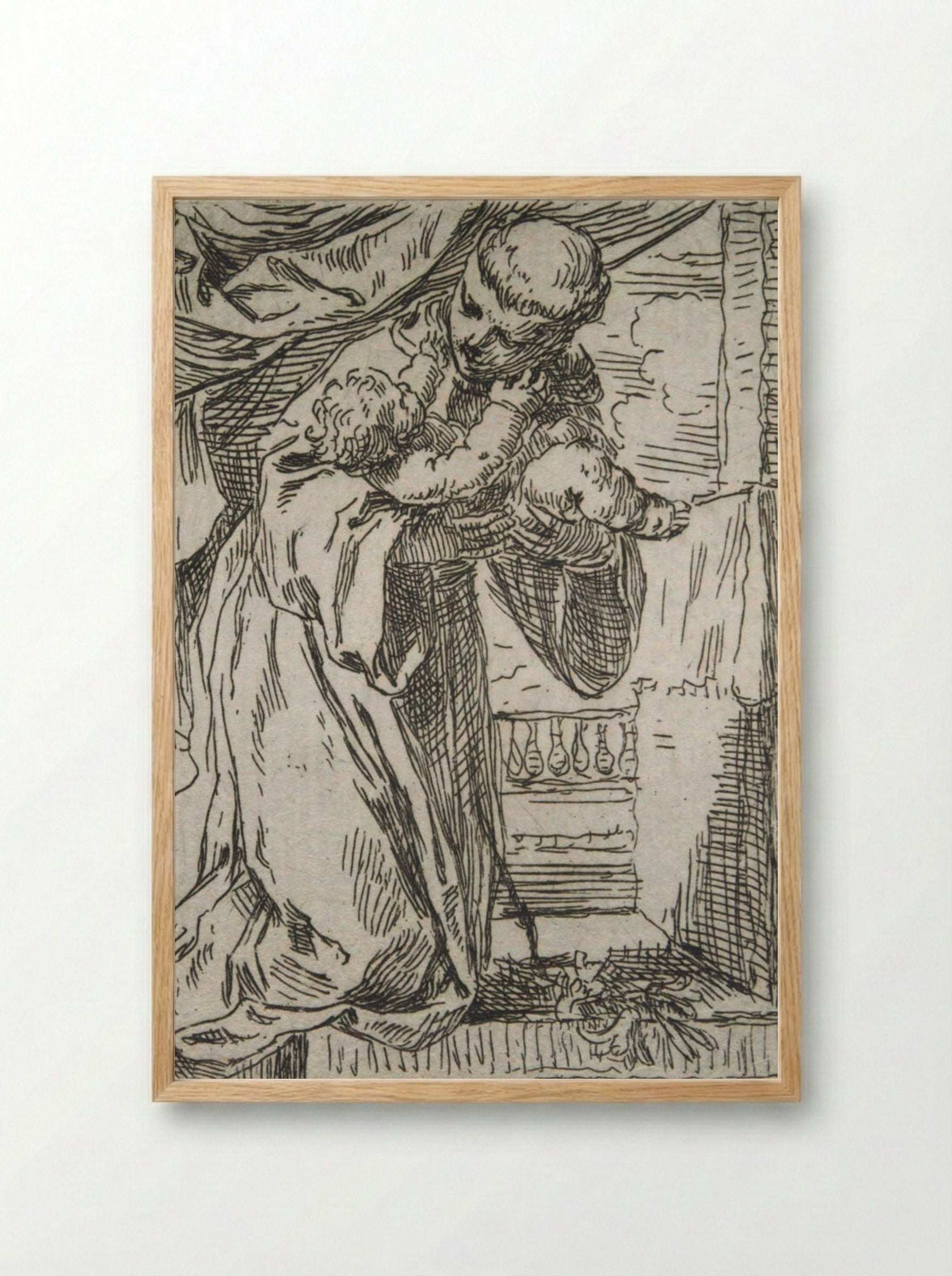 Saint Anthony of Padua Holding the Christ Child - Simone Cantarini - Framed Print Wood