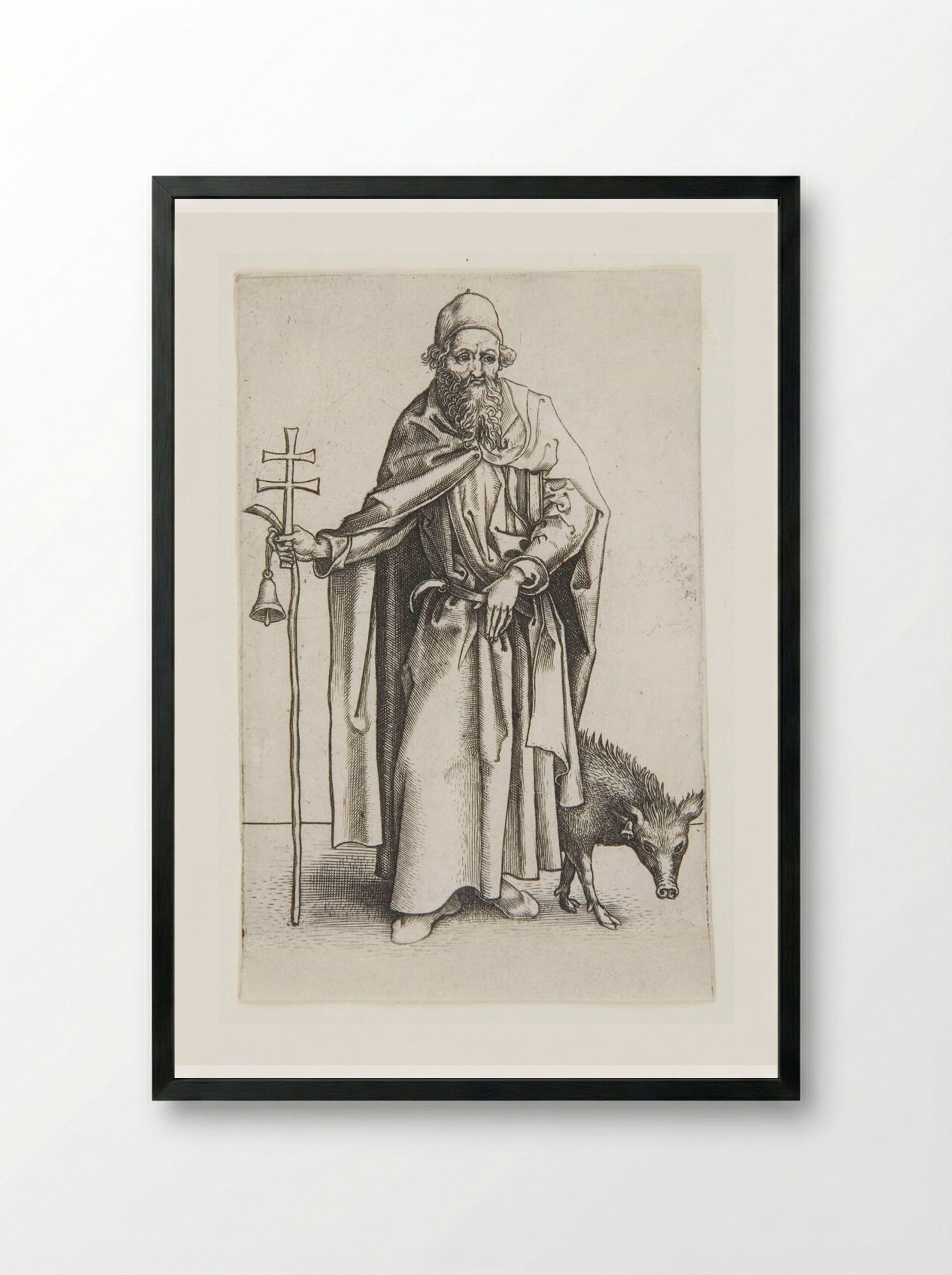 Saint Anthony, the First Hermit - Martin Schongauer - Framed Print Black