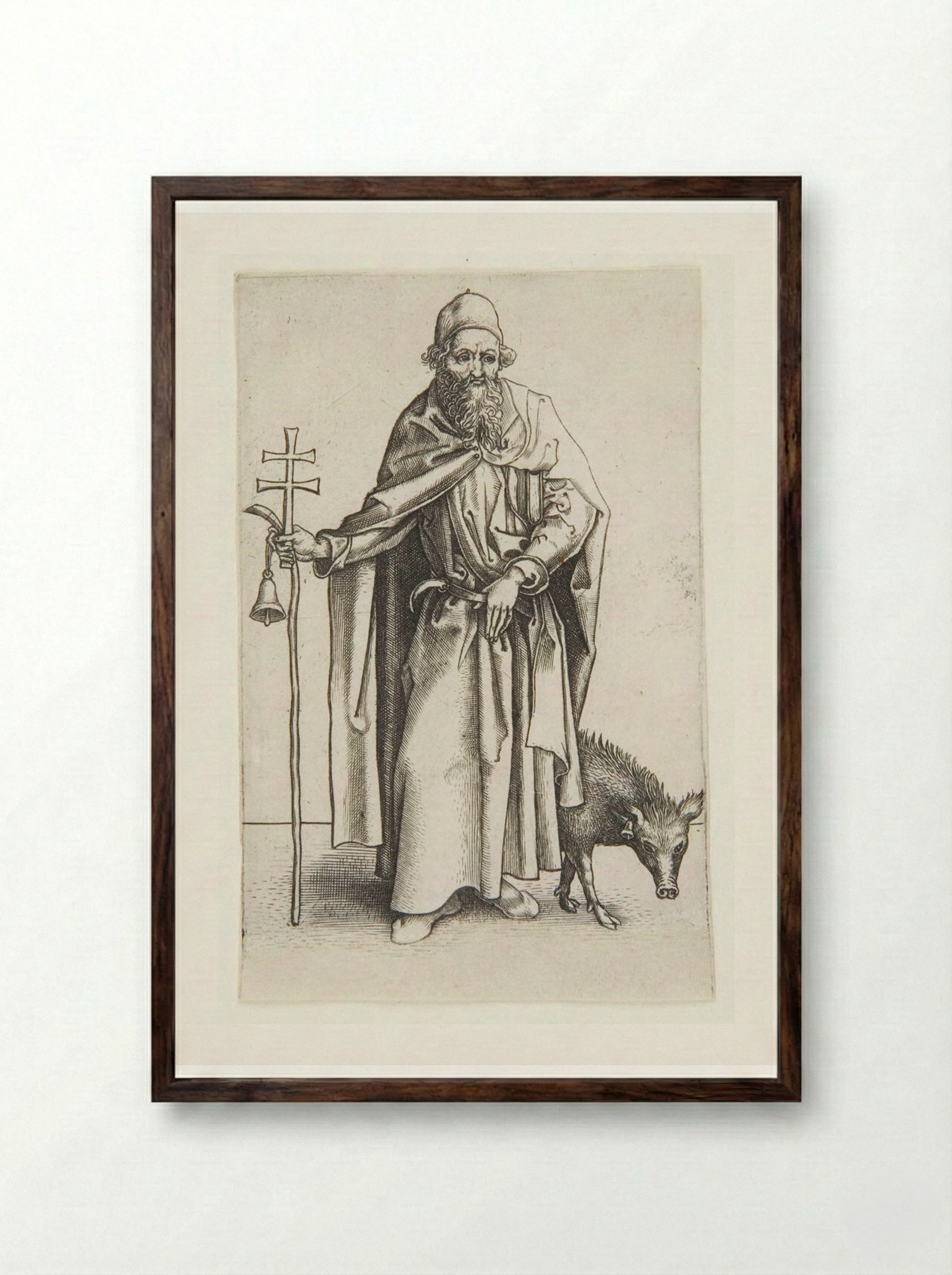 Saint Anthony, the First Hermit - Martin Schongauer - Framed Print Dark Wood