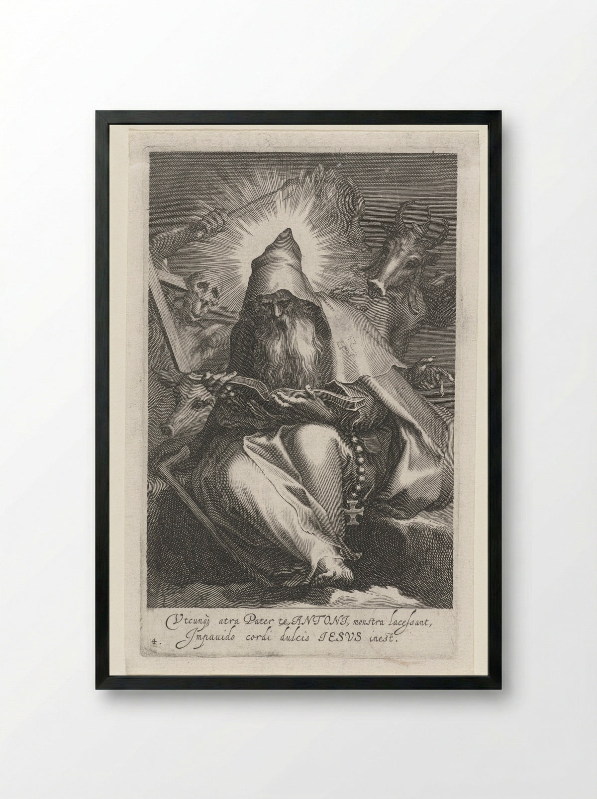 Saint Anthony the Great as a Hermit - Boëtius Adamsz. Bolswert - Framed Print Black