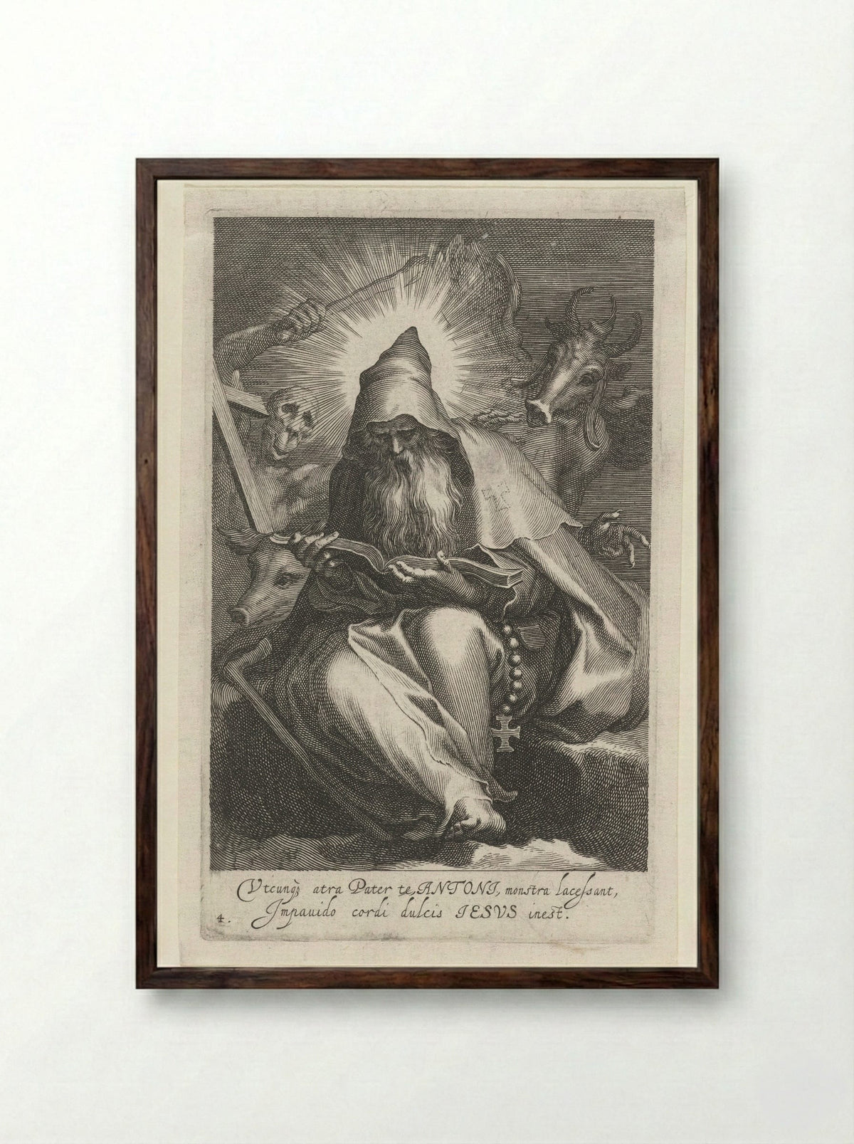 Saint Anthony the Great as a Hermit - Boëtius Adamsz. Bolswert - Framed Print Dark Wood