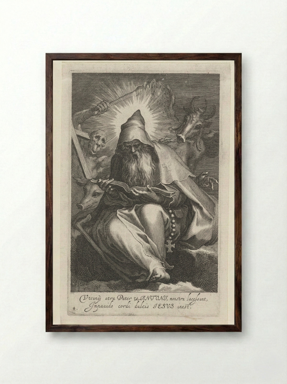 Saint Anthony the Great as a Hermit - Boëtius Adamsz. Bolswert - Framed Print Dark Wood