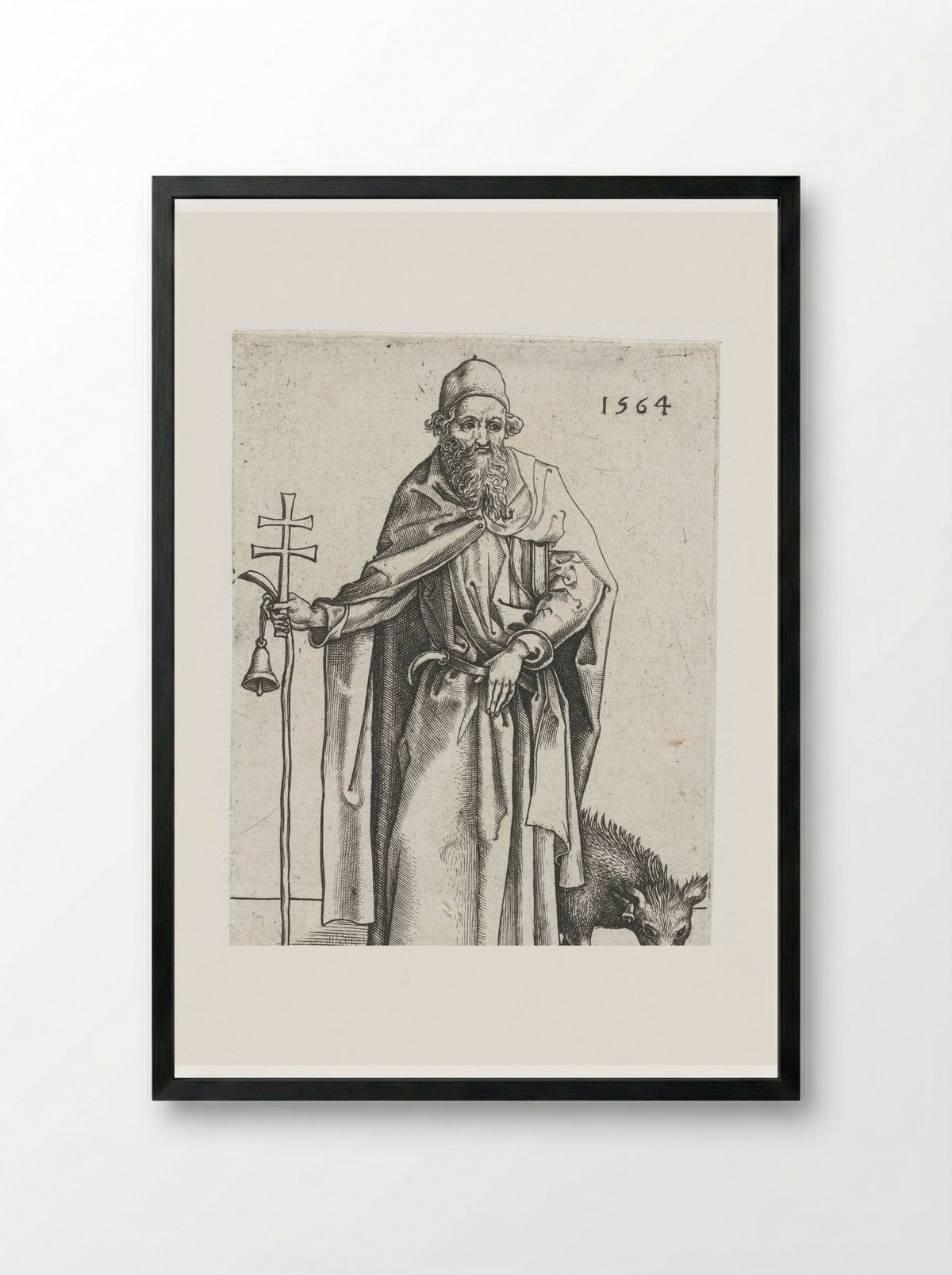 Saint Anthony the Great - Hieronymus Wierix - Framed Print Black