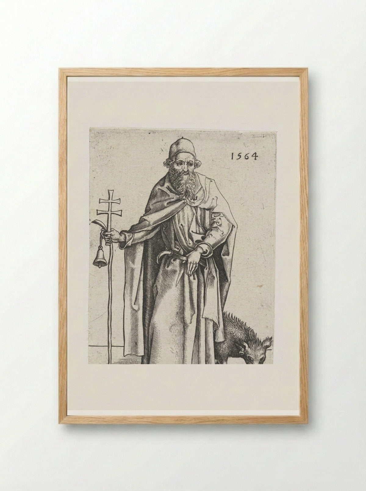 Saint Anthony the Great - Hieronymus Wierix - Framed Print Wood