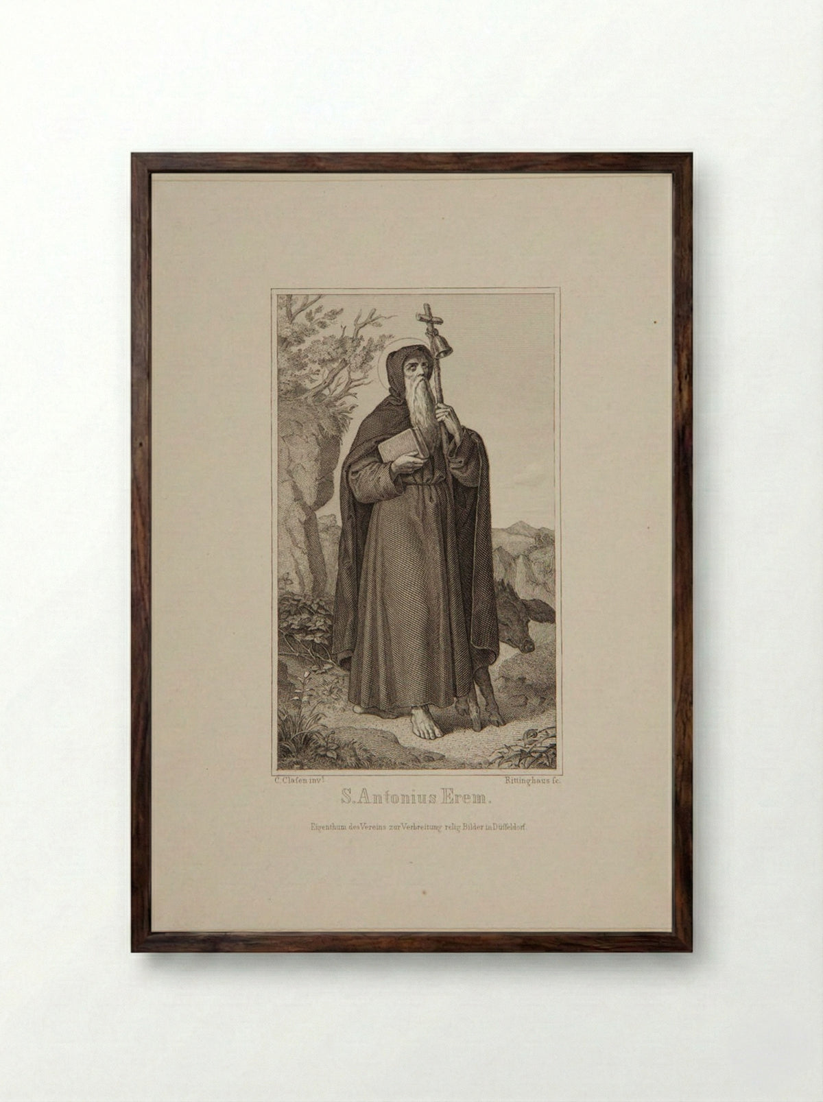 Saint Antonius Erem - E. Rittinghaus - Framed Print Dark Wood