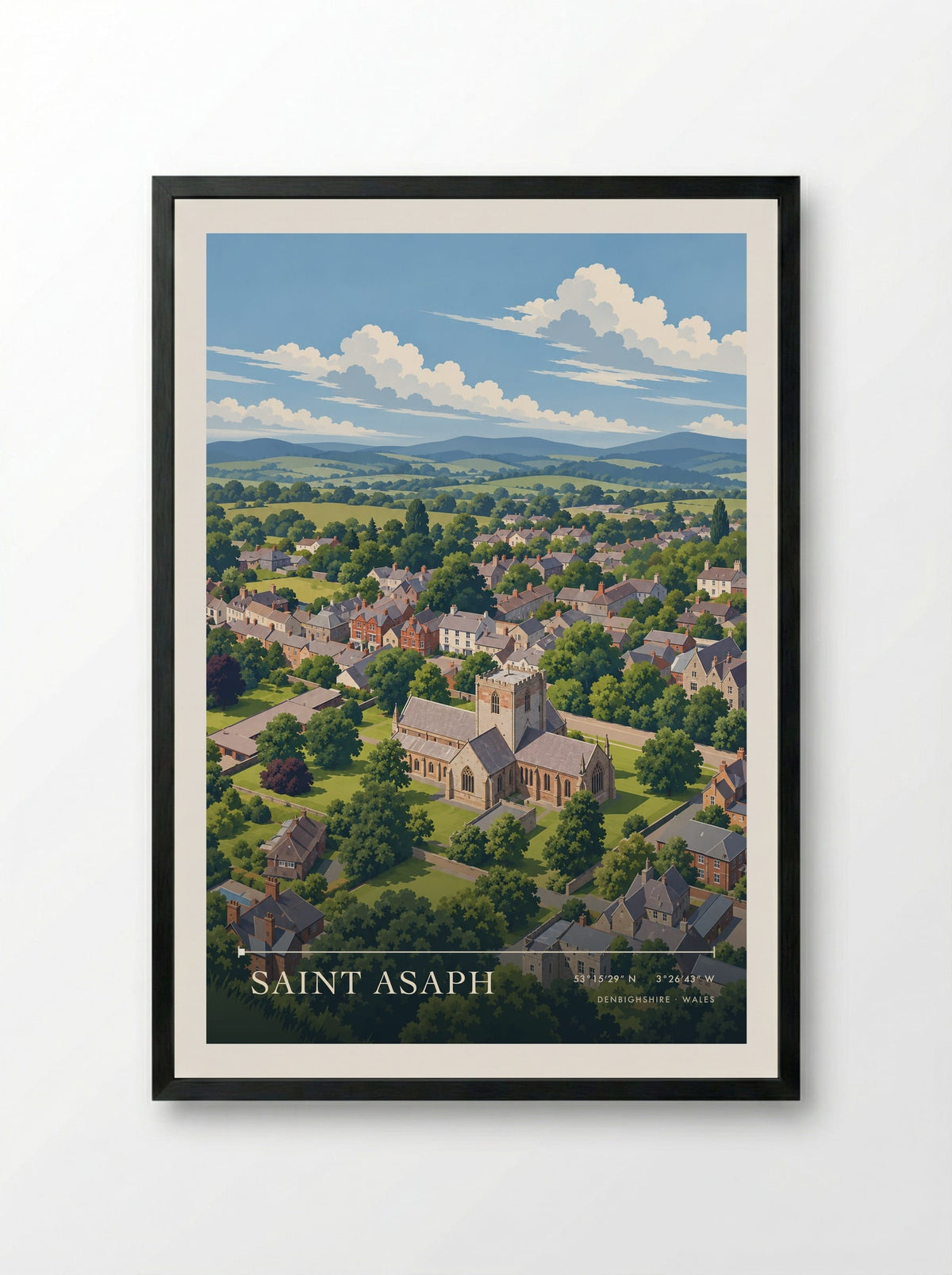 Saint Asaph, Denbighshire | Travel Poster - Framed Print Black
