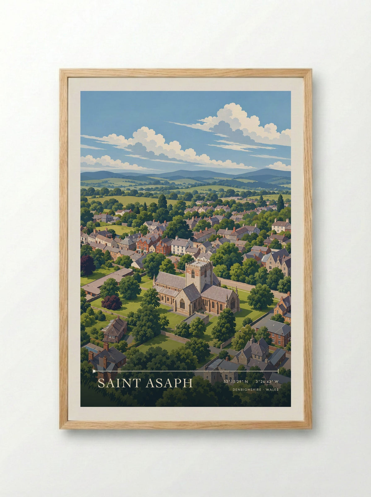 Saint Asaph, Denbighshire | Travel Poster - Framed Print Wood