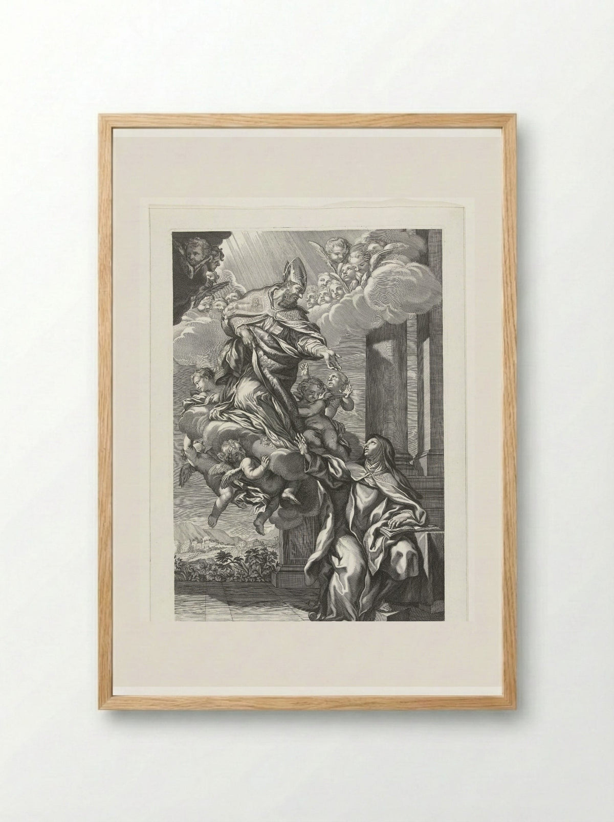 Saint Augustine of Hippo Appearing to Saint Mary Magdalene de' Pazzi - Giovanni Giacomo de' Rossi - Framed Print Wood
