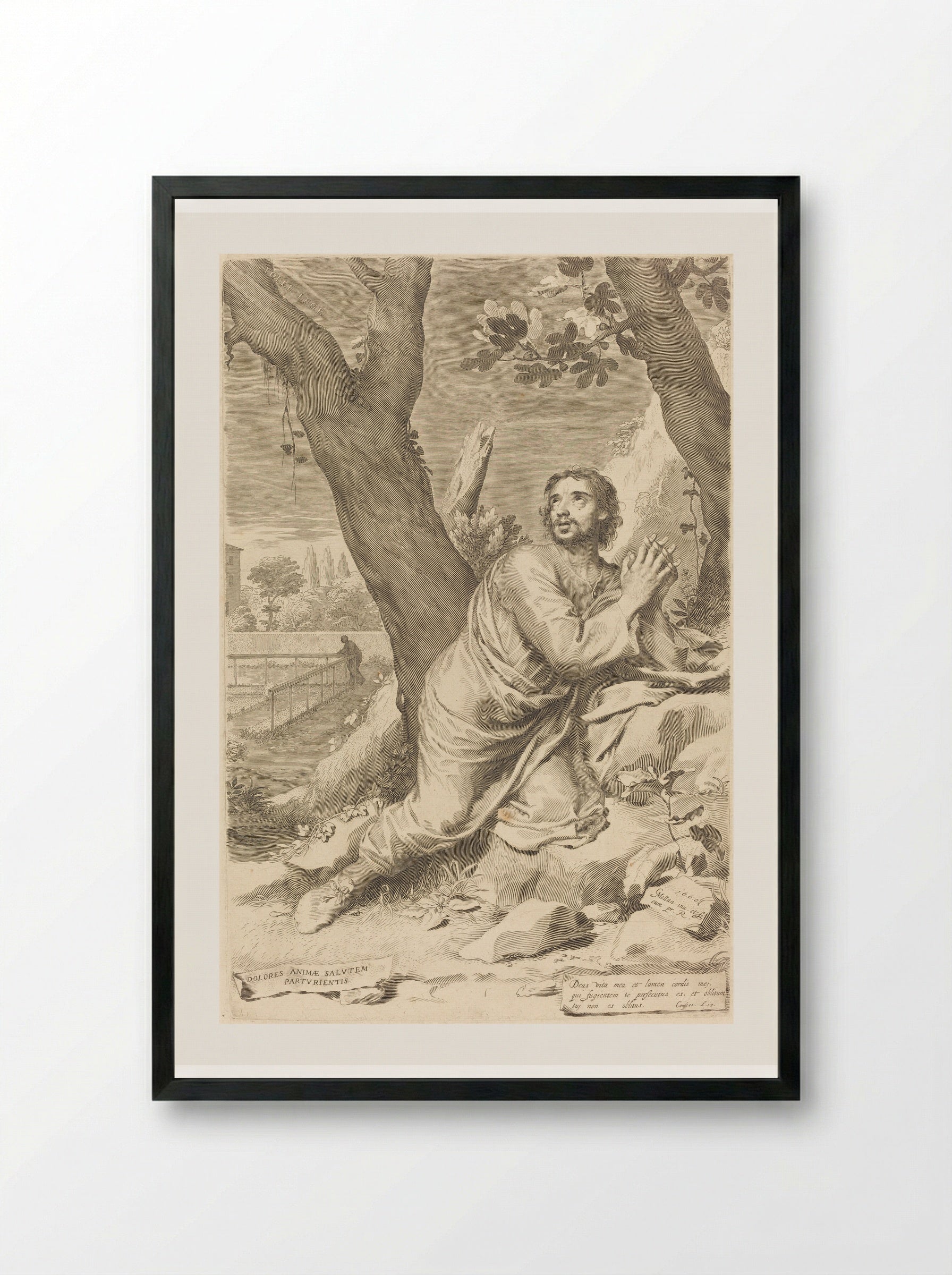 Saint Augustine - Claude Mellan - Framed Print Black