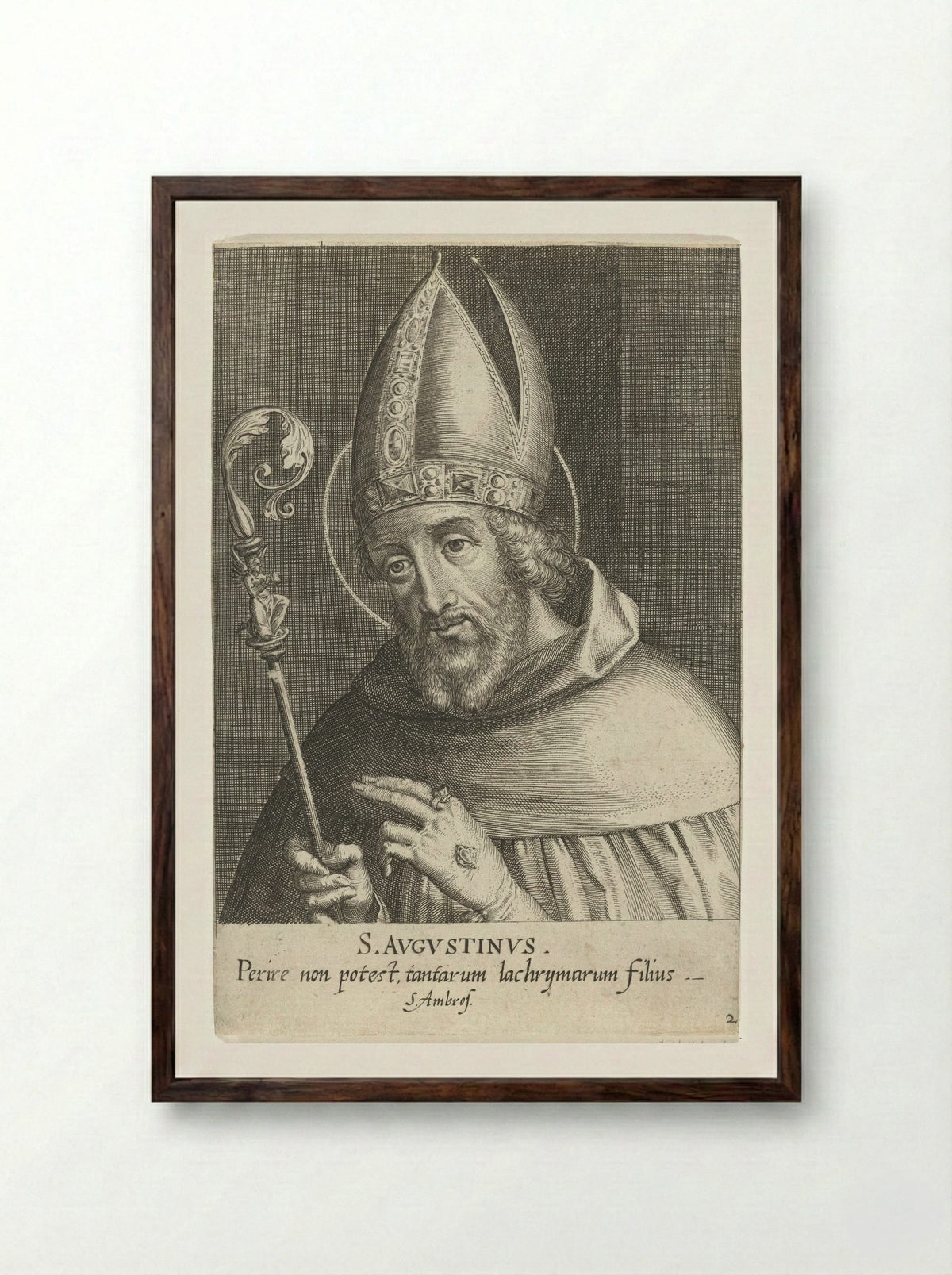 Saint Augustine - Dominicus Custos - Framed Print Dark Wood