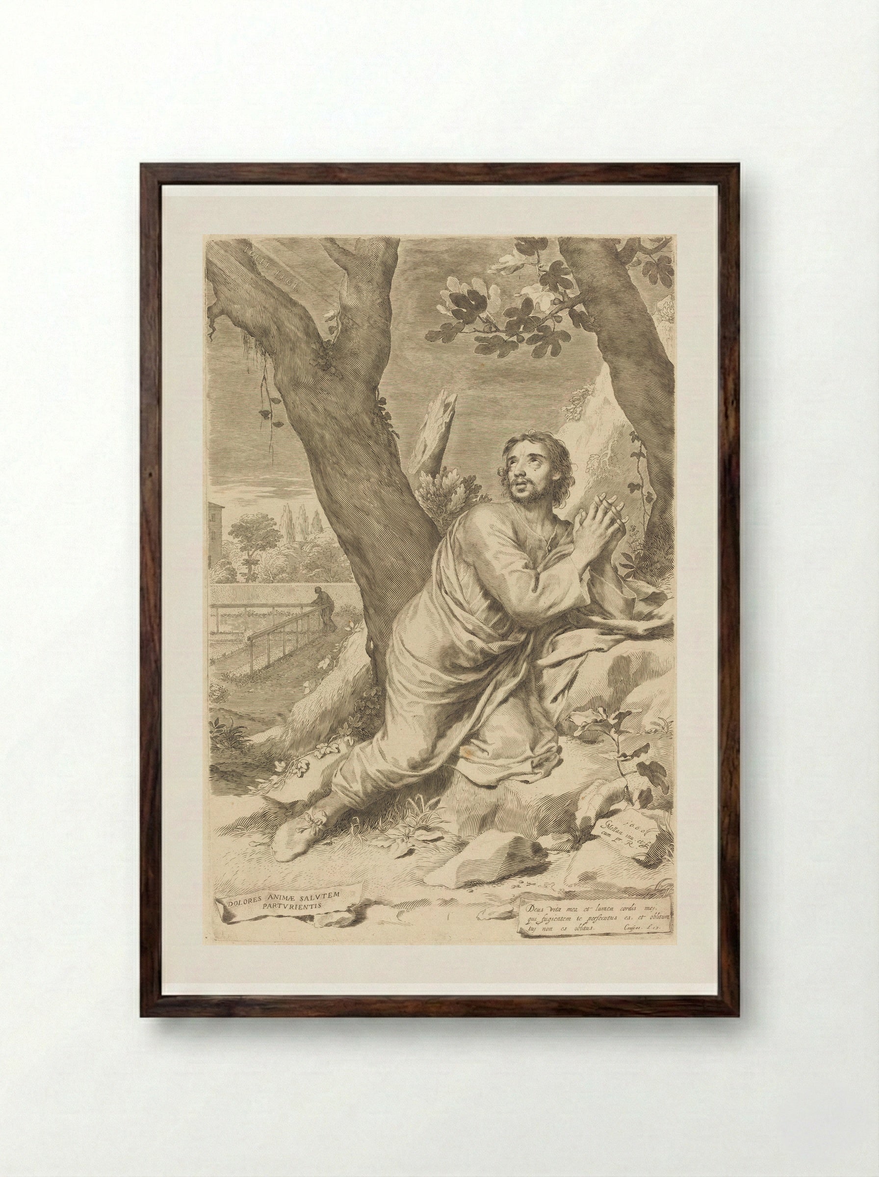 Saint Augustine - Claude Mellan - Framed Print Dark Wood