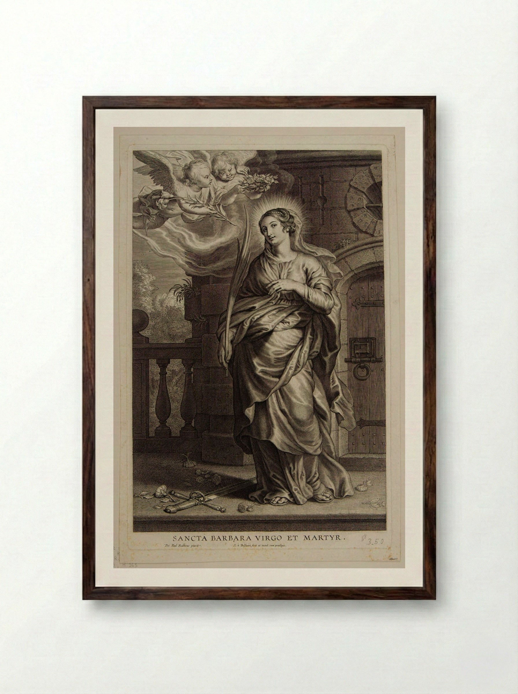 Saint Barbara, Virgin and Martyr - Schelte Adamsz. Bolswert - Framed Print Dark Wood