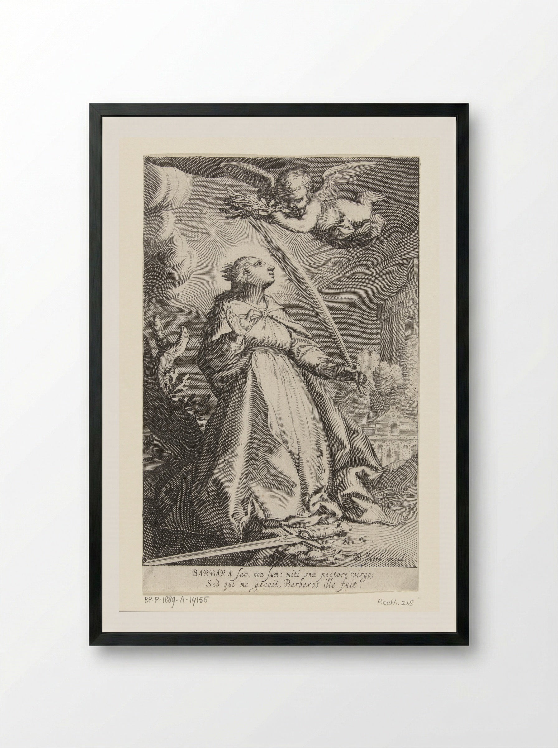 Saint Barbara with Palm Branch and Sword - Boëtius Adamsz. Bolswert - Framed Print Black