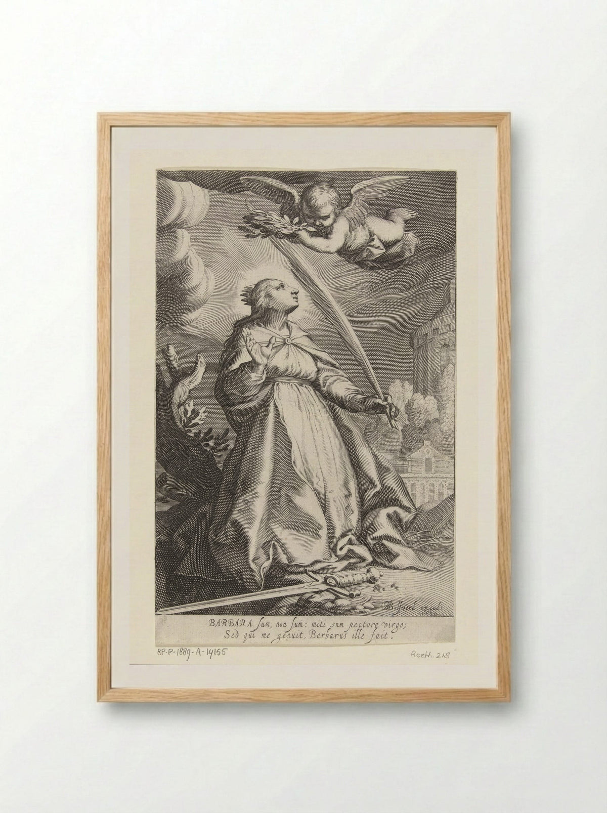 Saint Barbara with Palm Branch and Sword - Boëtius Adamsz. Bolswert - Framed Print Wood