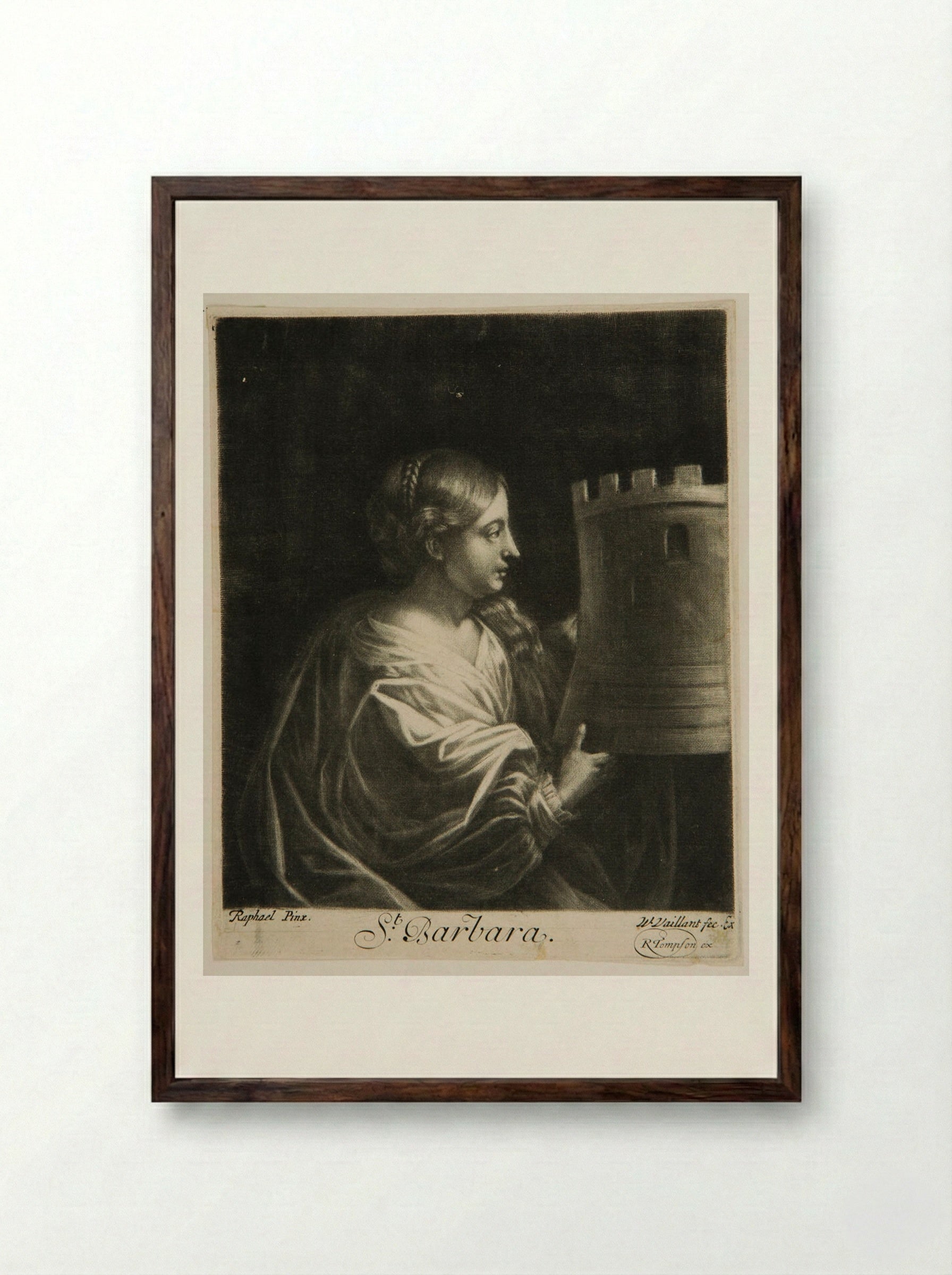 Saint Barbara - Wallerant Vaillant - Framed Print Dark Wood