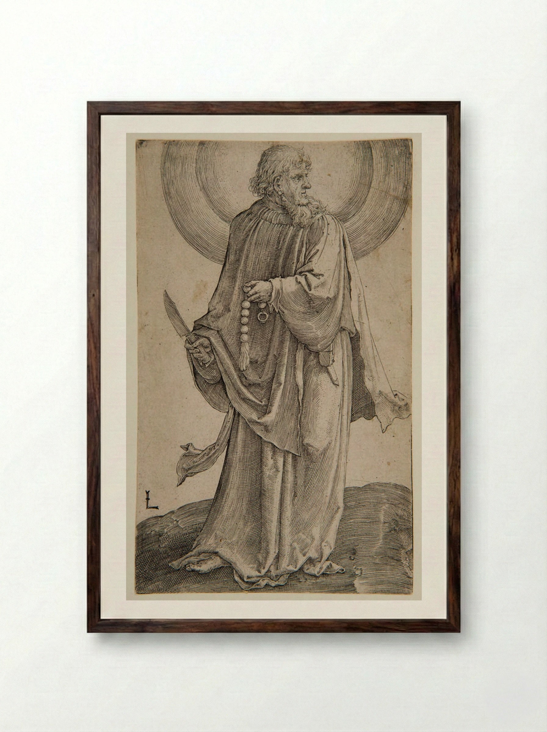 Saint Bartholomew - Lucas van Leyden - Framed Print Dark Wood