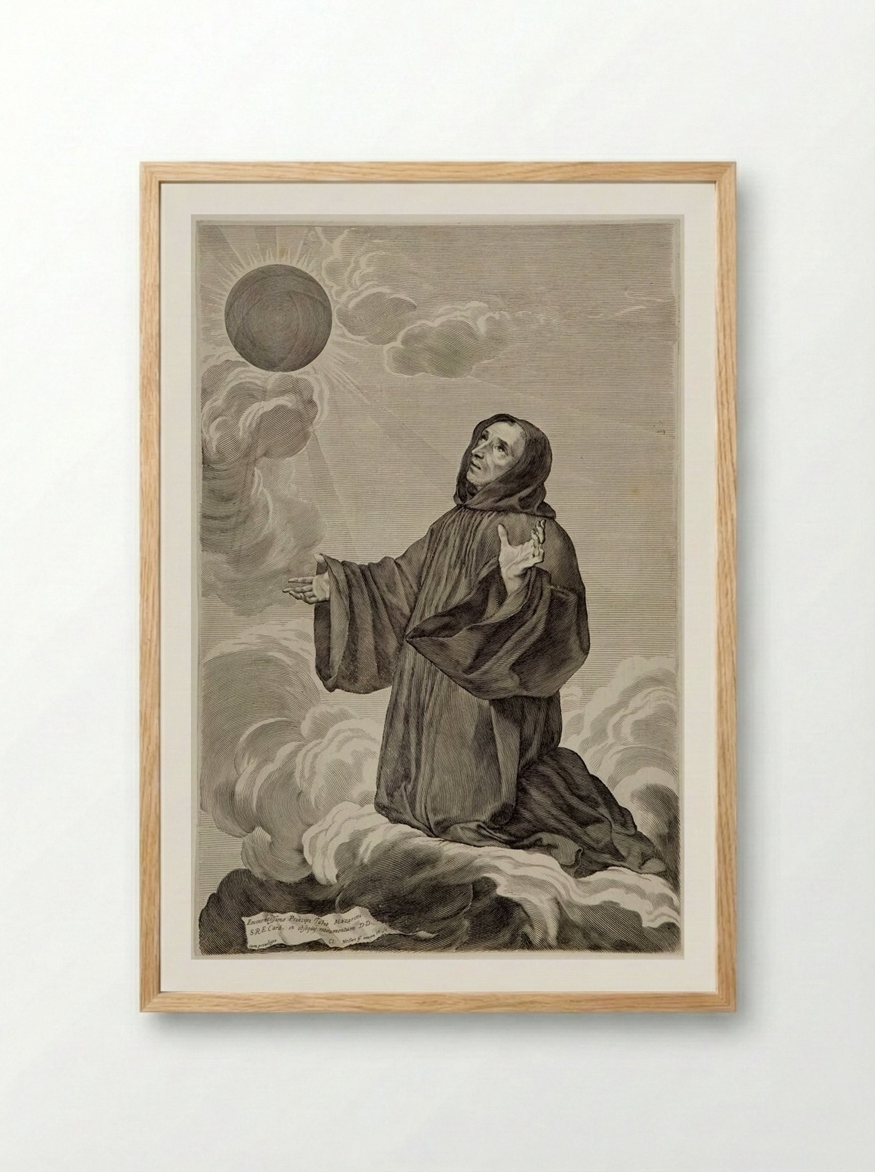 Saint Benedict in Ecstasy - Claude Mellan - Framed Print Wood