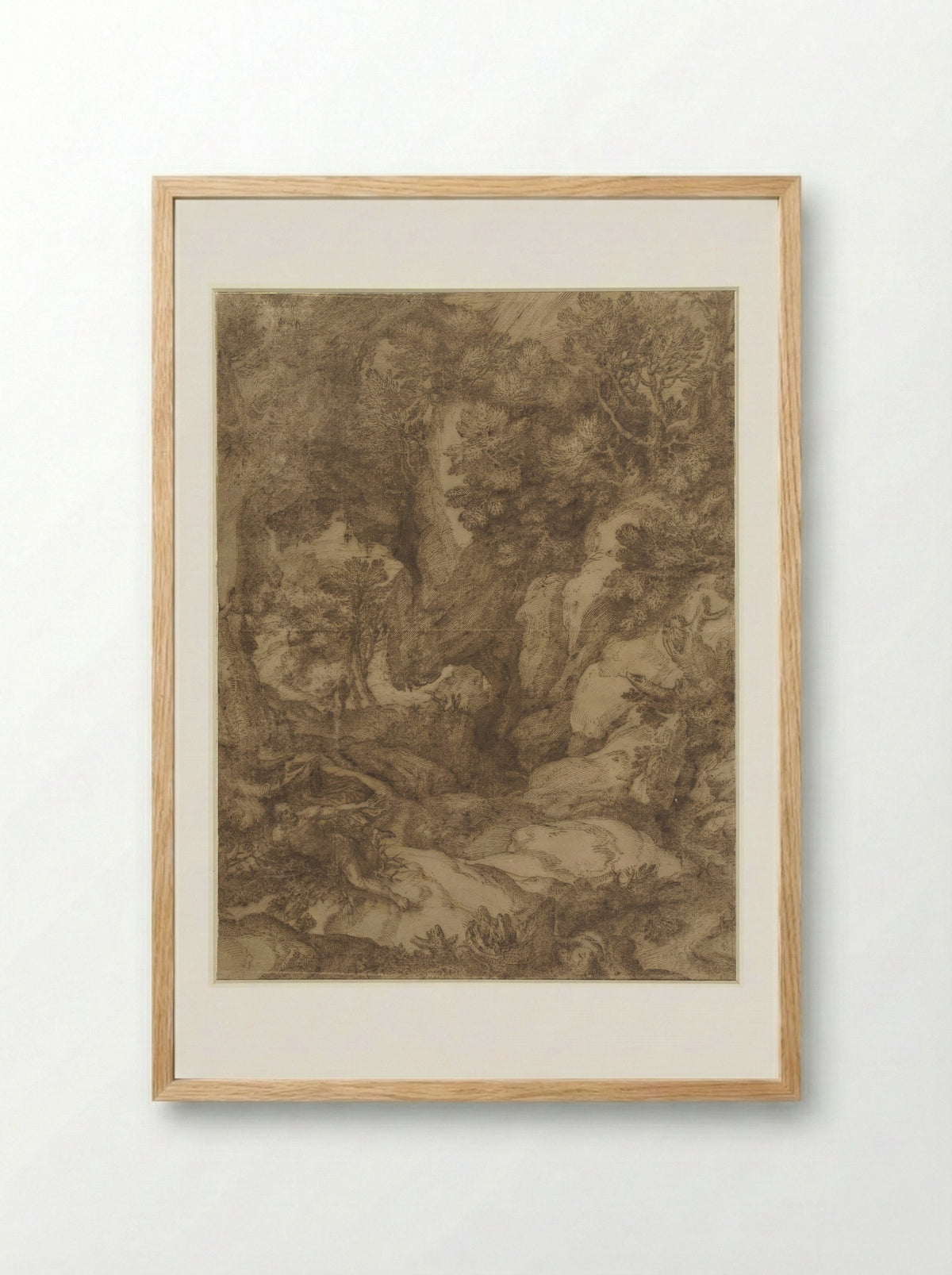 Saint Benedict in the Wilderness - Girolamo Muziano - Framed Print Wood