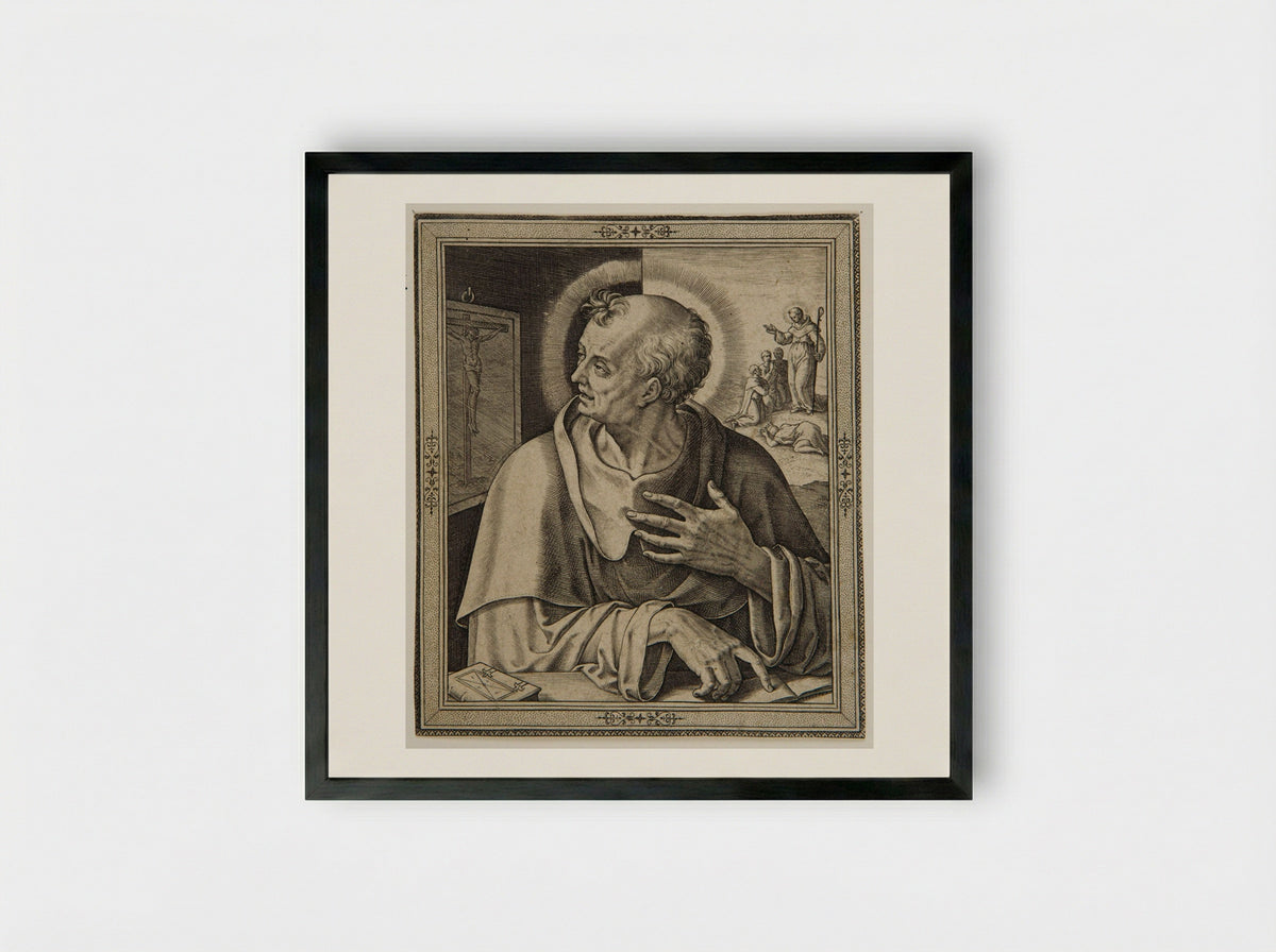 Saint Benedict - Hieronymus Wierix - Framed Print Black