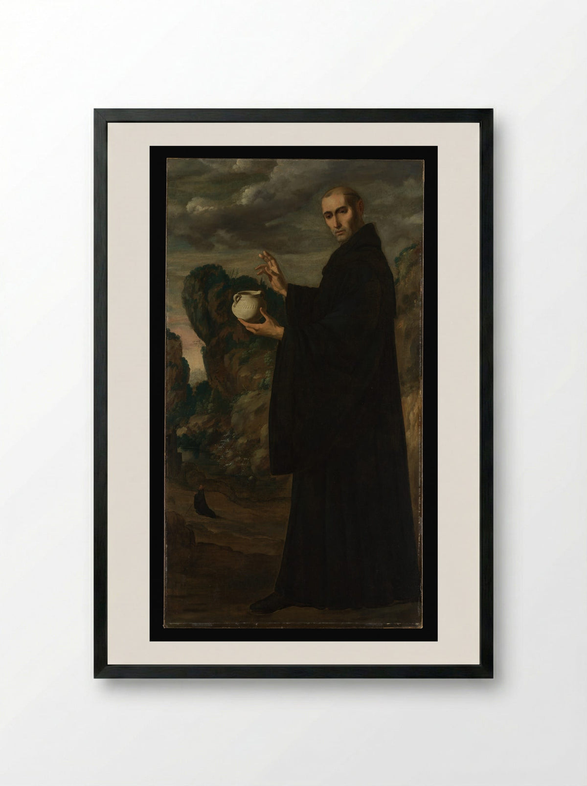 Saint Benedict - Francisco de Zurbarán - Framed Print Black