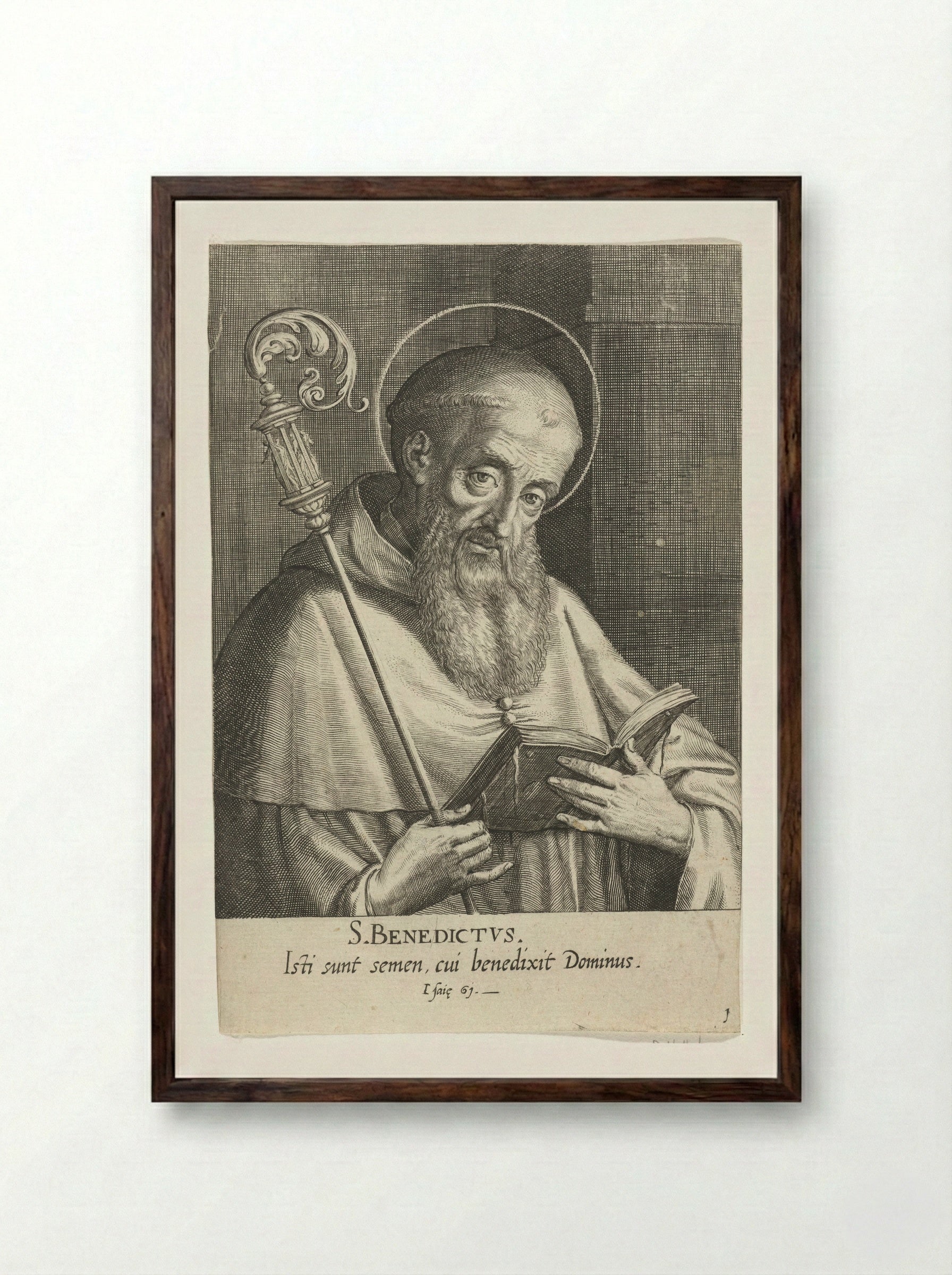 Saint Benedict - Dominicus Custos - Framed Print Dark Wood