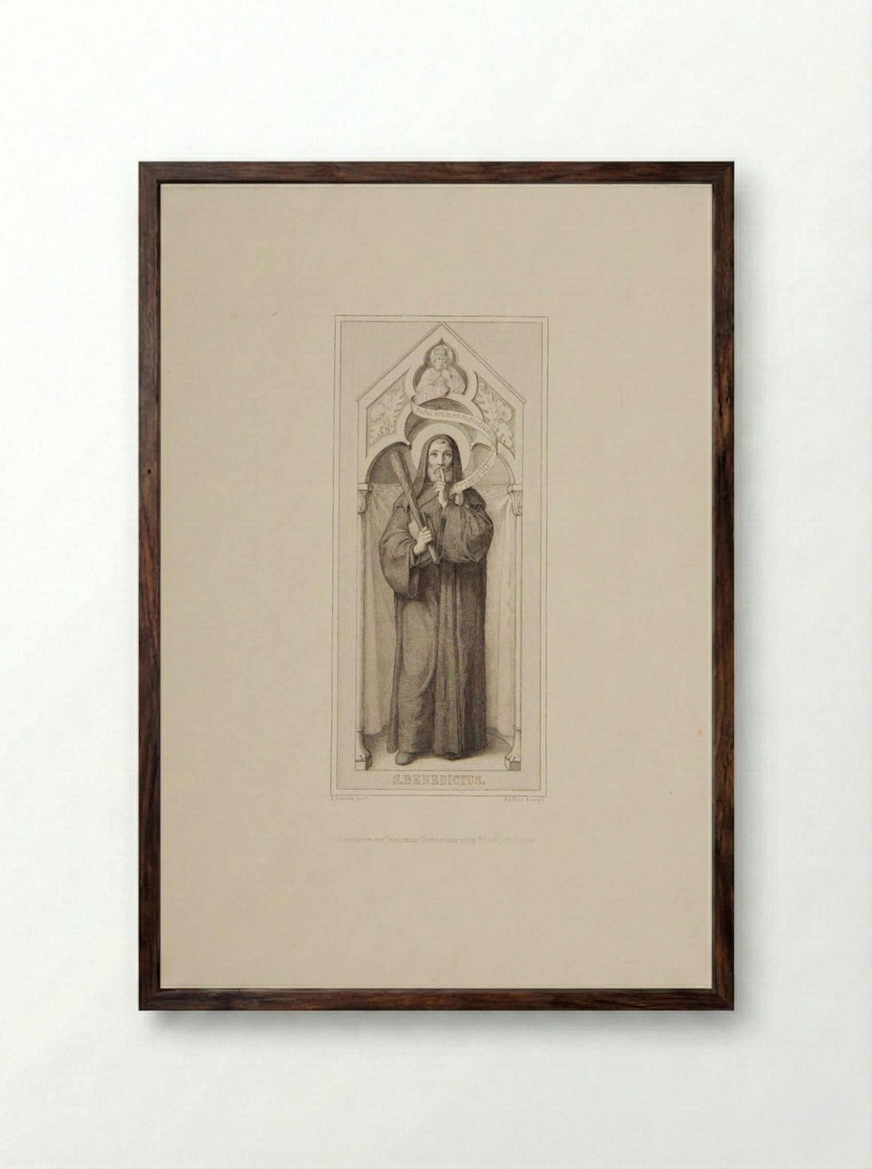 Saint Benedict - Heinrich Nüsser - Framed Print Dark Wood