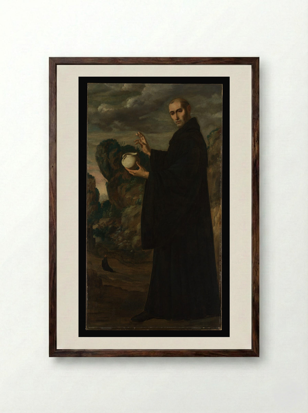 Saint Benedict - Francisco de Zurbarán - Framed Print Dark Wood