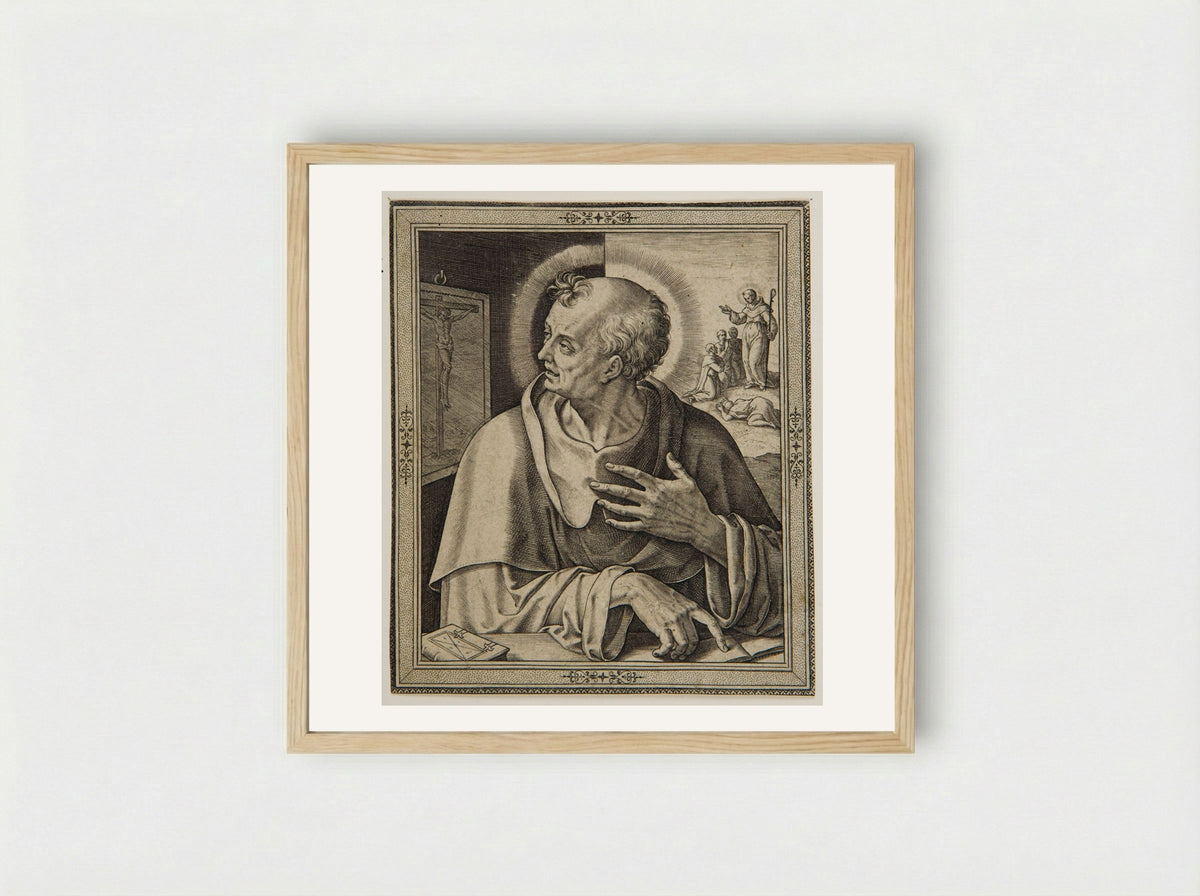 Saint Benedict - Hieronymus Wierix - Framed Print Wood