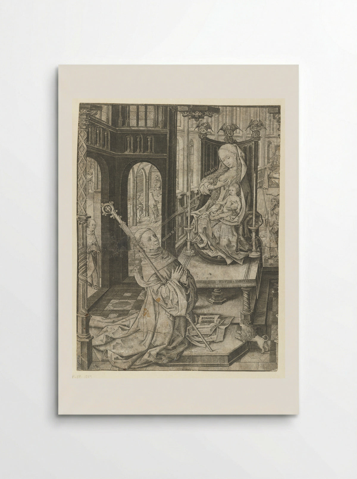 Saint Bernard Kneeling Before the Virgin and Child - Meester IAM van Zwoll - Poster