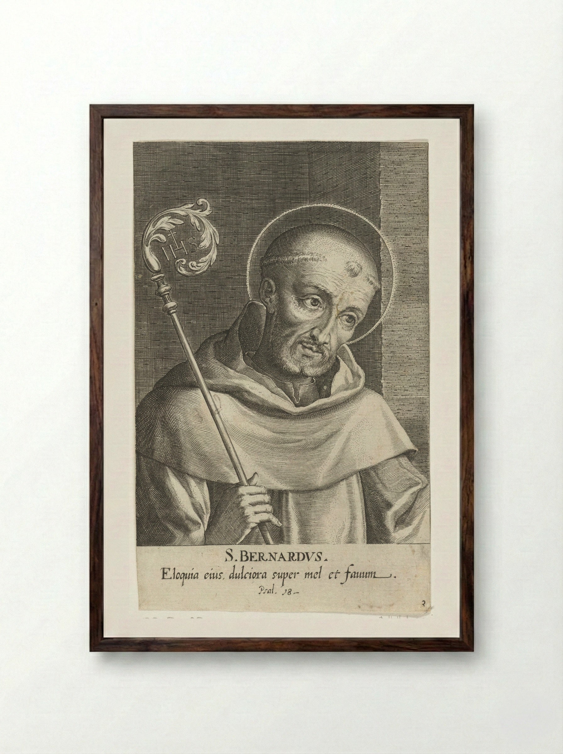 Saint Bernard of Clairvaux - Dominicus Custos - Framed Print Dark Wood
