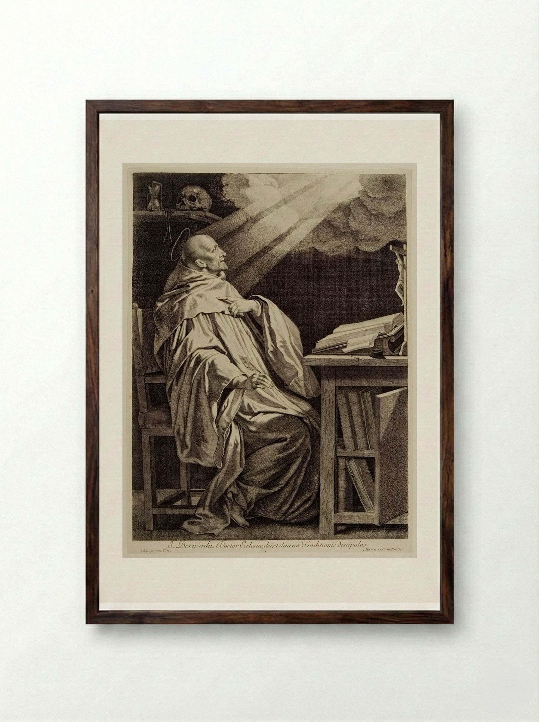 Saint Bernard of Clairvaux - Jean Morin - Framed Print Dark Wood