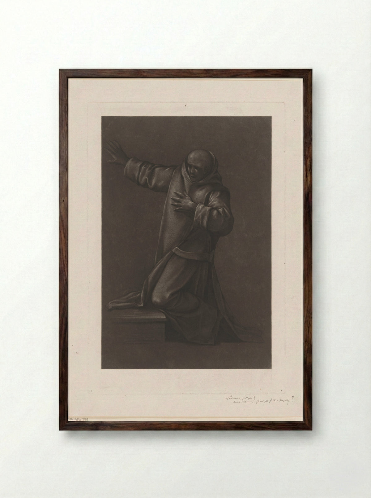 Saint Bruno in Prayer - Edouard Gautier d'Agoty - Framed Print Dark Wood